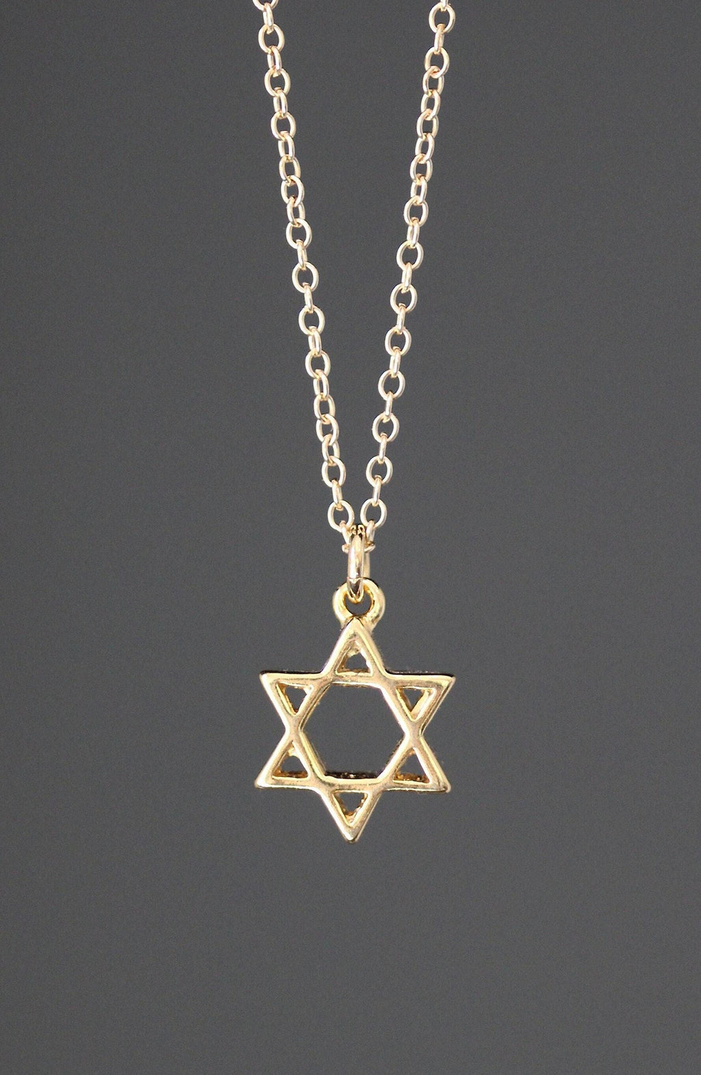 Gold Vermeil Star of David Pendant on Gold Filled Chain
