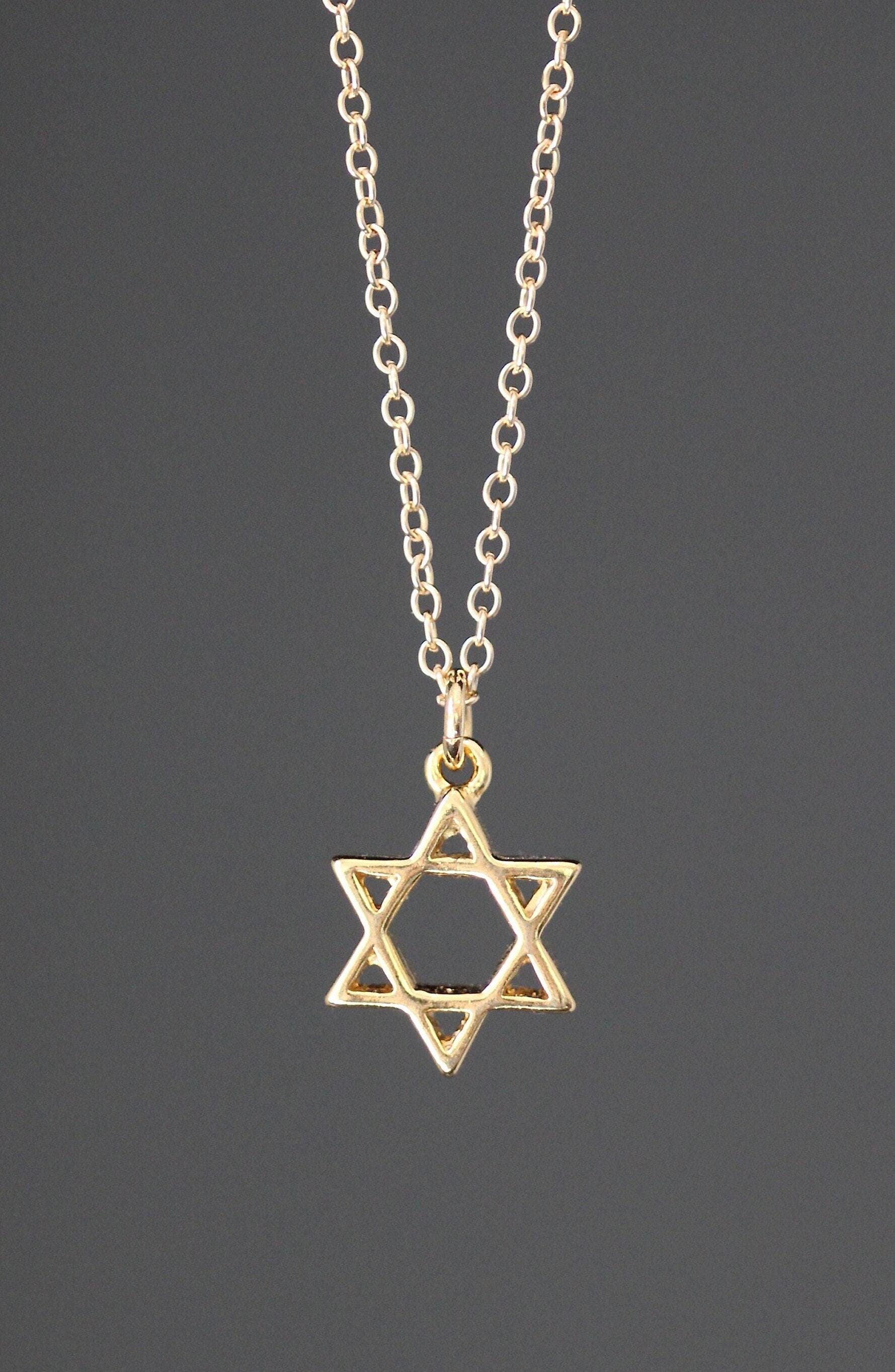 Gold Vermeil Star of David Pendant on Gold Filled Chain