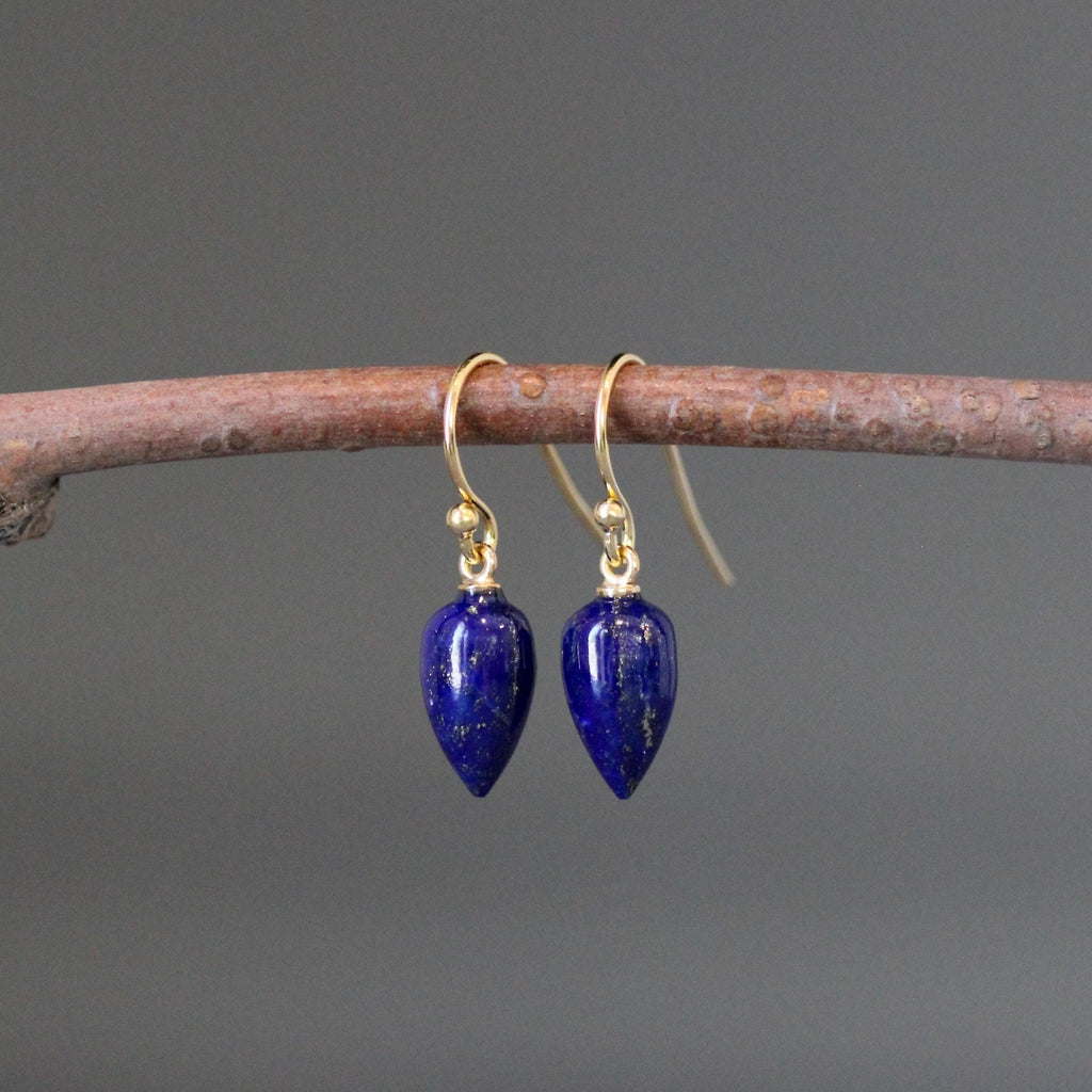 Lapis Lazuli Teardrop Earrings with Gold Vermeil Earwires