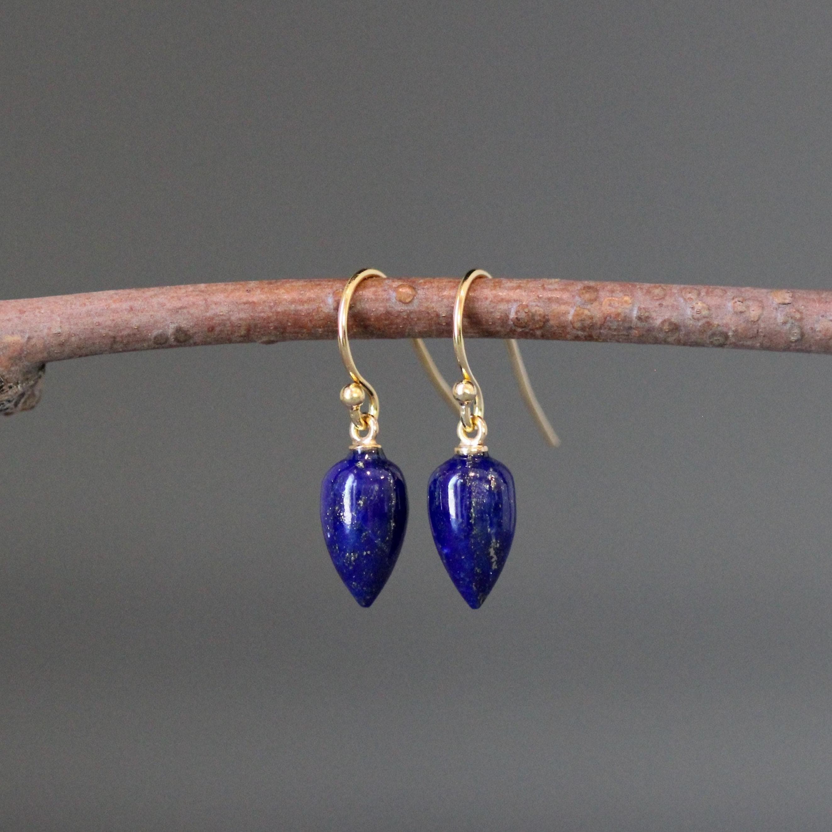 Lapis Lazuli Teardrop Earrings with Gold Vermeil Earwires