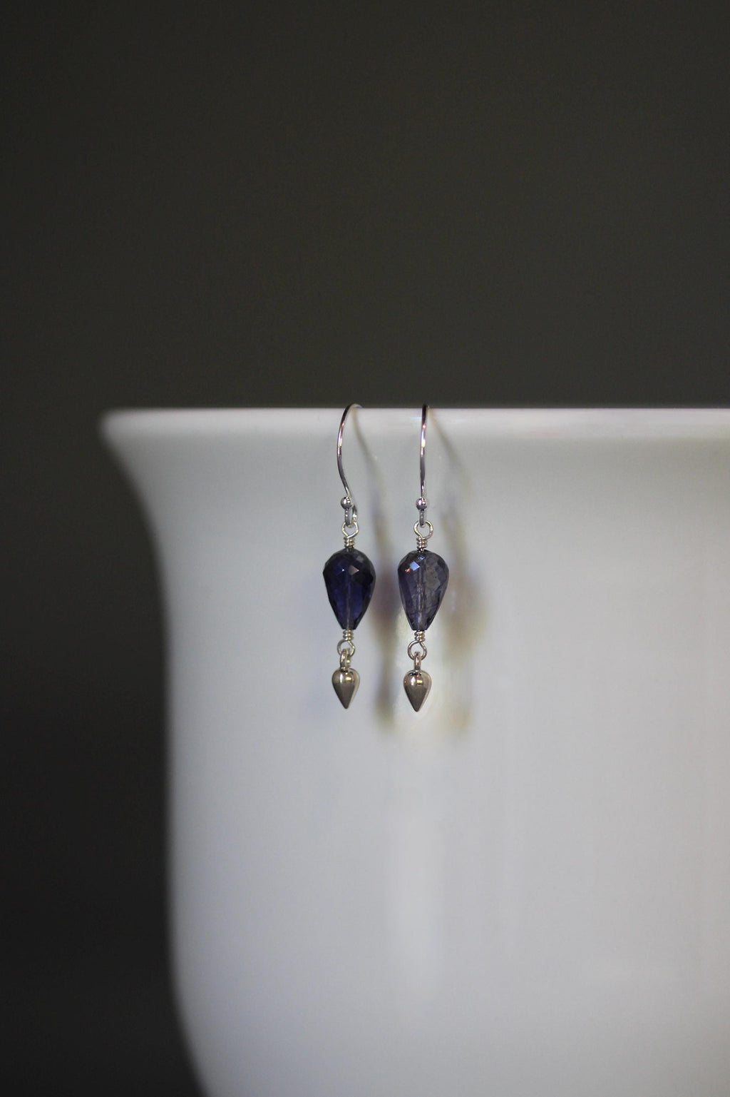 Iolite Teardrop Earrings with Bali Sterling Silver Accents