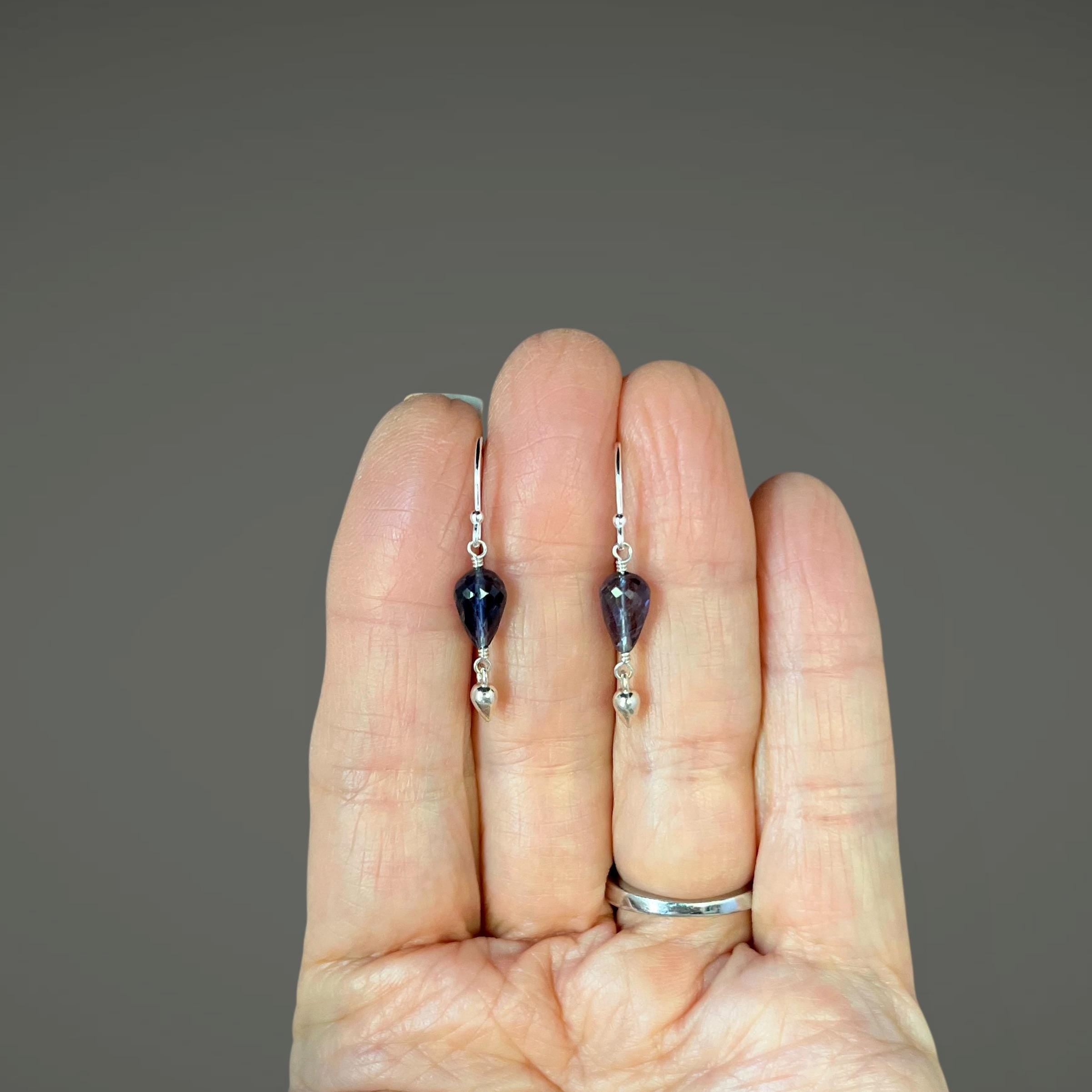 Iolite Teardrop Earrings with Bali Sterling Silver Accents