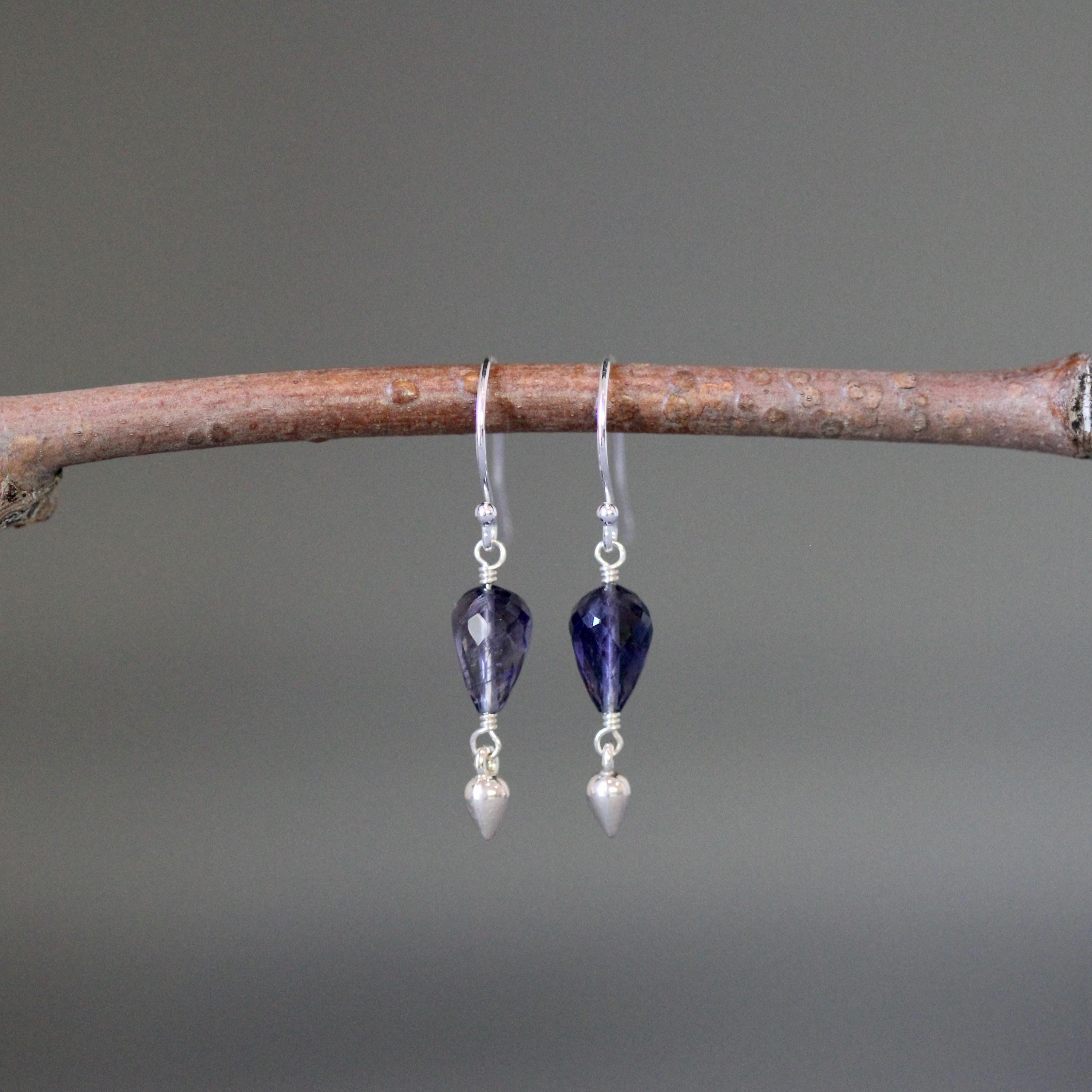 Iolite Teardrop Earrings with Bali Sterling Silver Accents