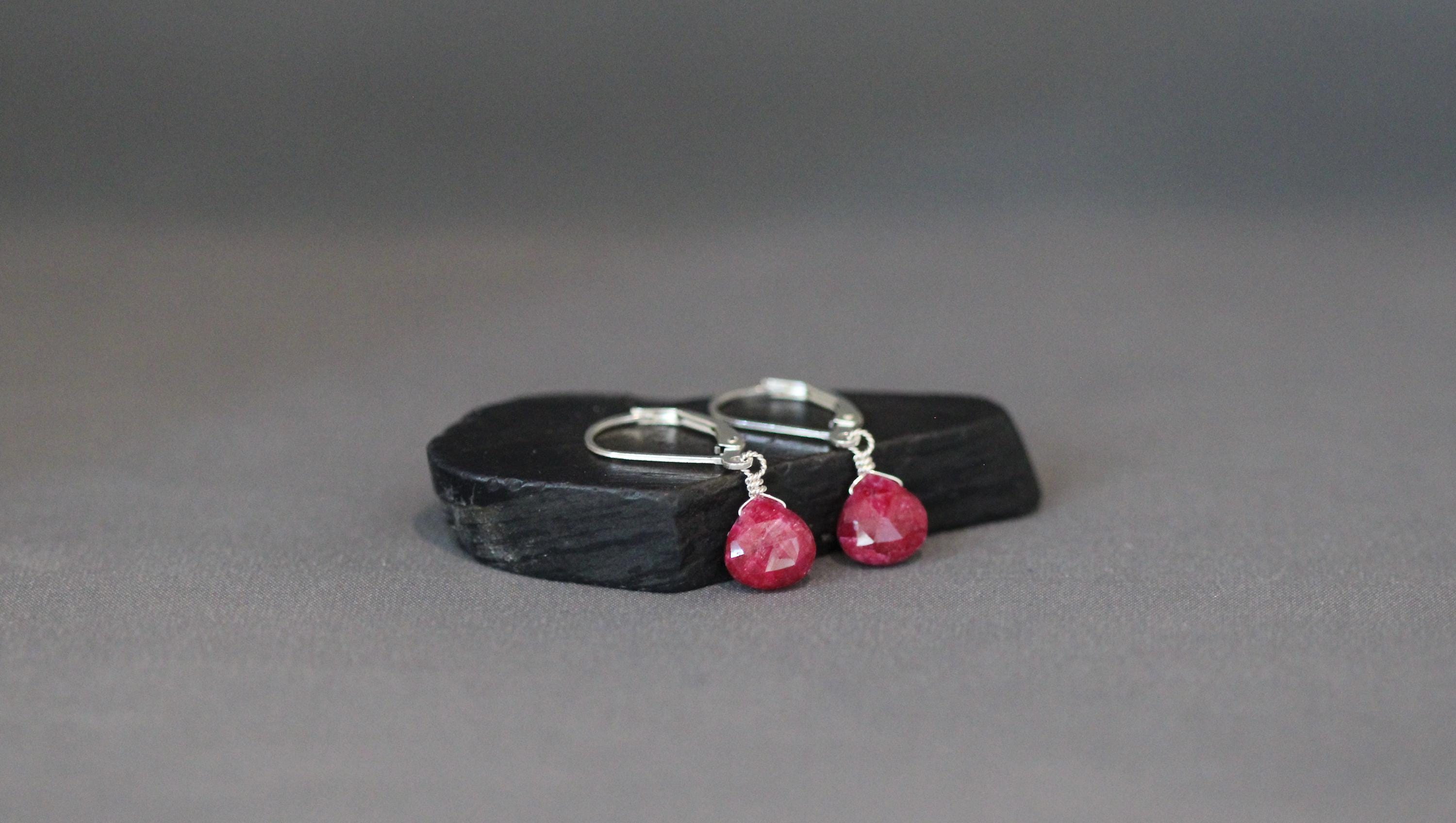 Red Ruby Teardrop Earrings