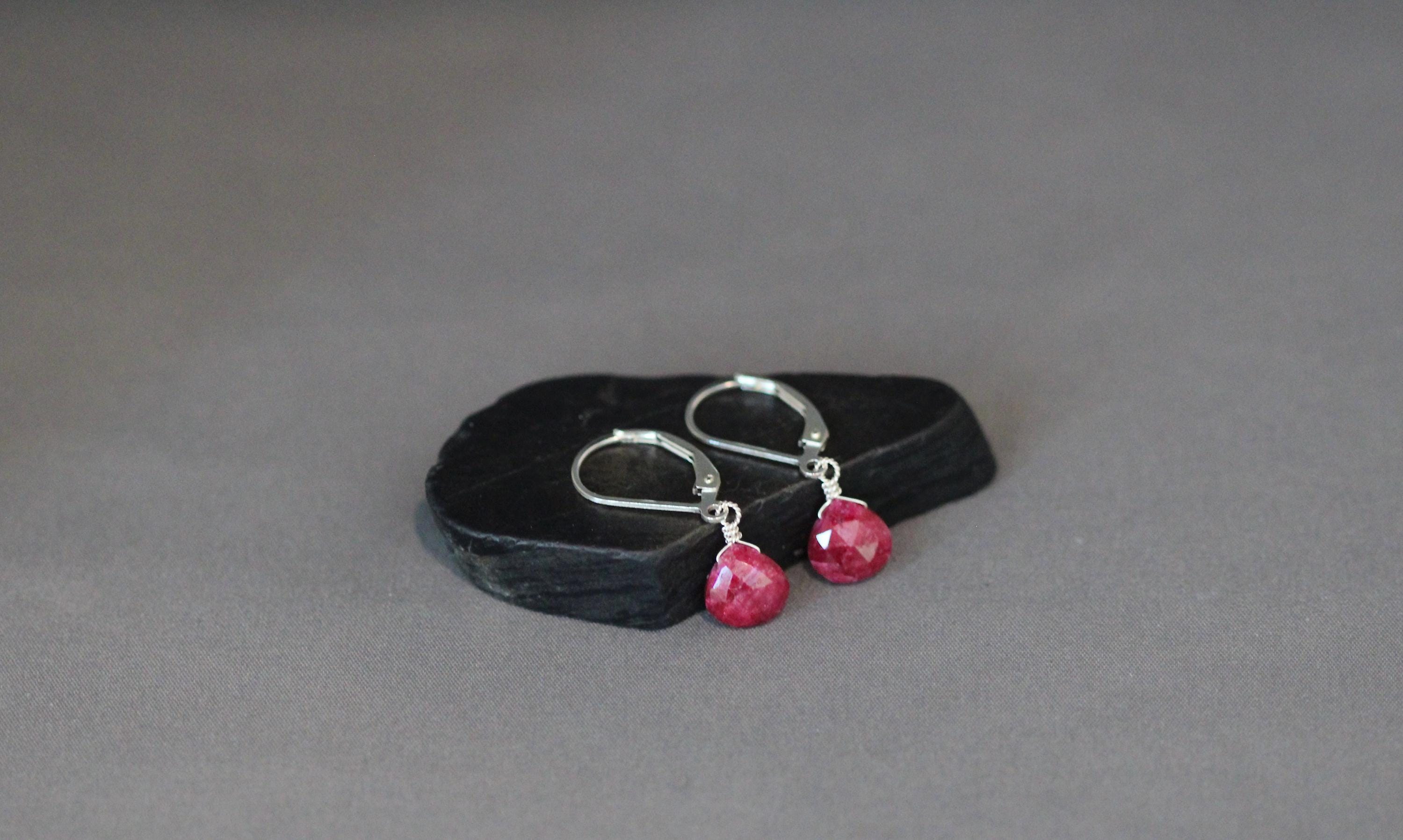 Red Ruby Teardrop Earrings