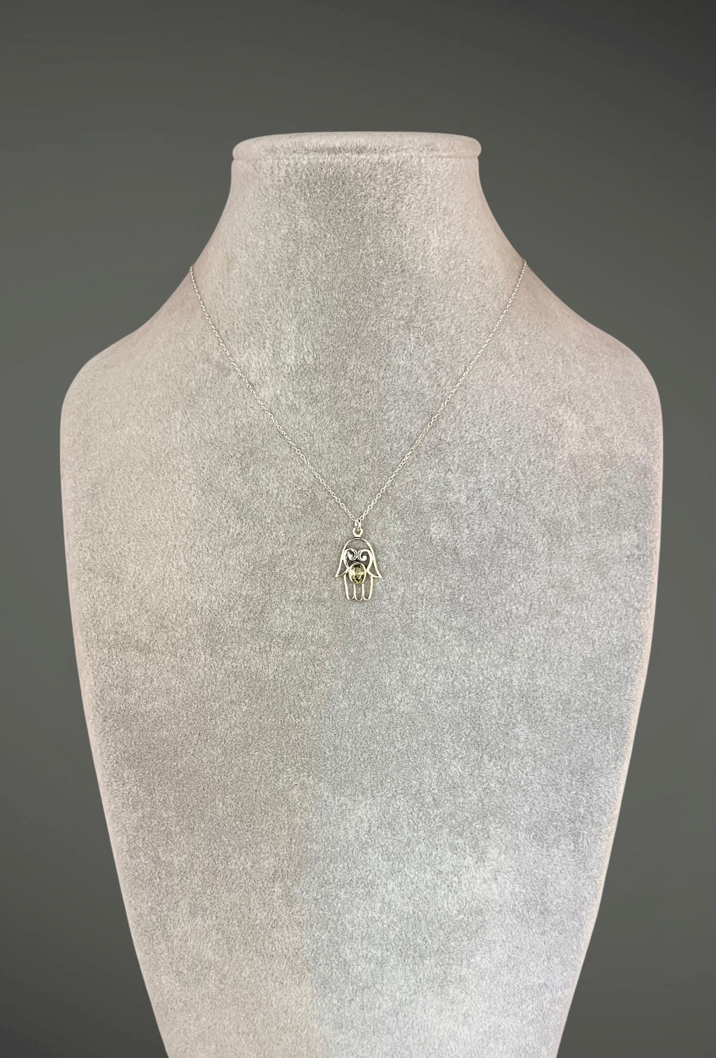 Peridot and Bali Sterling Silver Filigree Hamsa Pendant Necklace