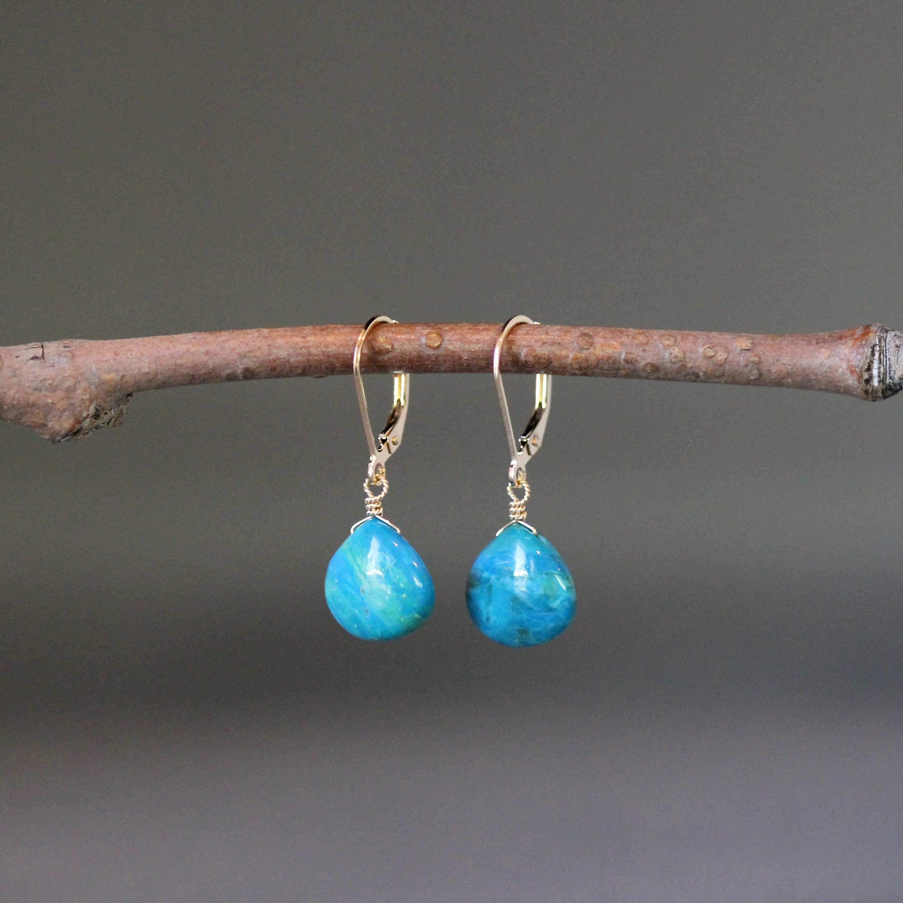 Opalina Teardrop Earrings on Gold Filled Leverback Earwires