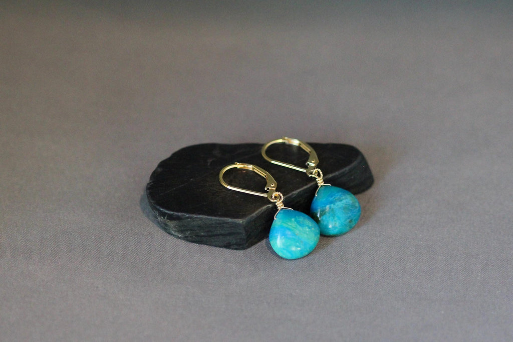 Opalina Teardrop Earrings on Gold Filled Leverback Earwires