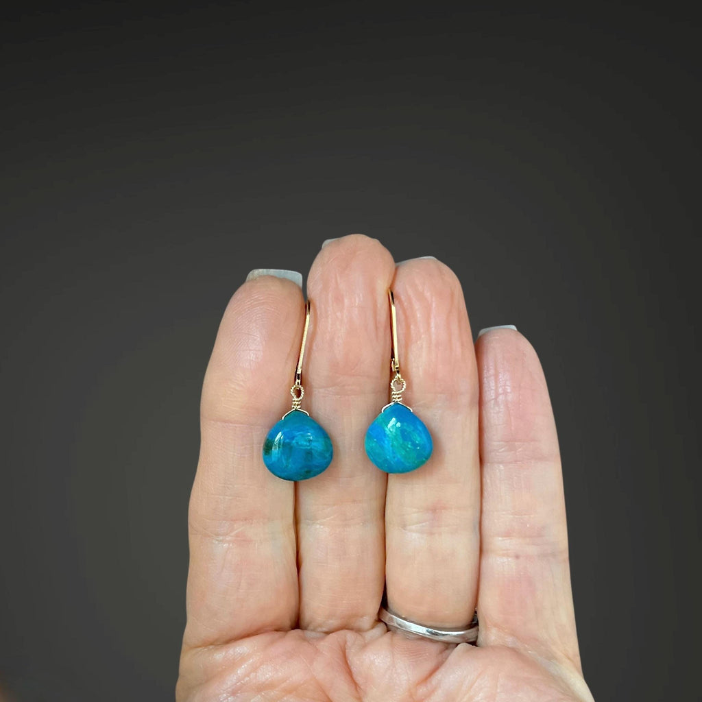 Opalina Teardrop Earrings on Gold Filled Leverback Earwires