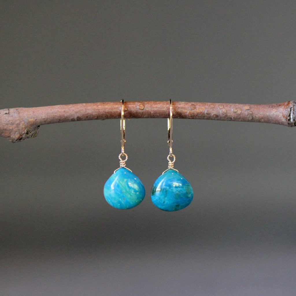 Opalina Teardrop Earrings on Gold Filled Leverback Earwires