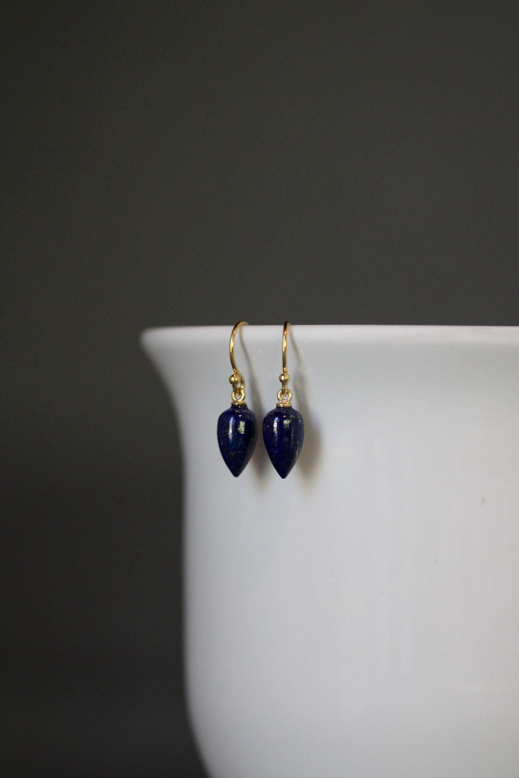 Lapis Lazuli Teardrop Earrings with Gold Vermeil Earwires