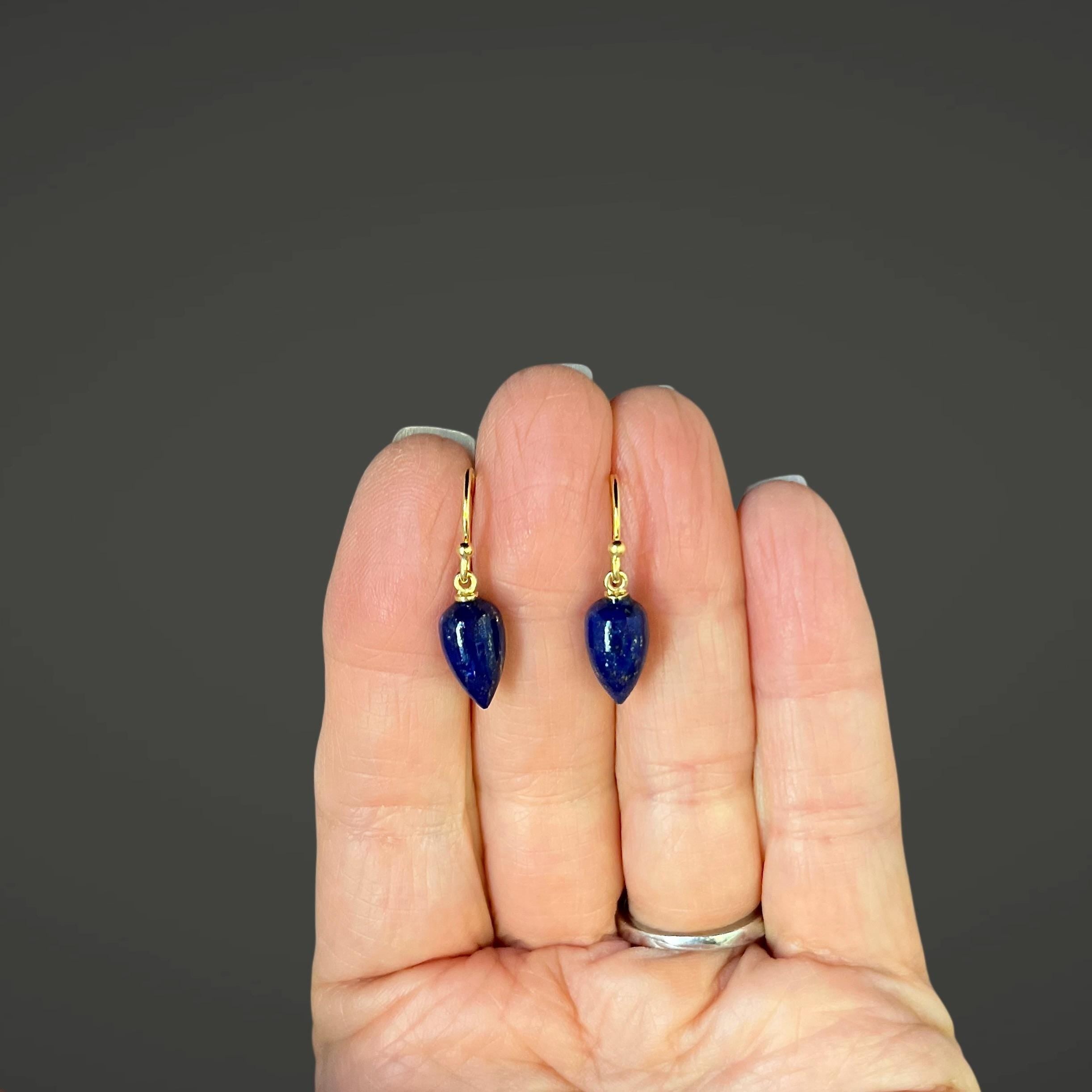 Lapis Lazuli Teardrop Earrings with Gold Vermeil Earwires