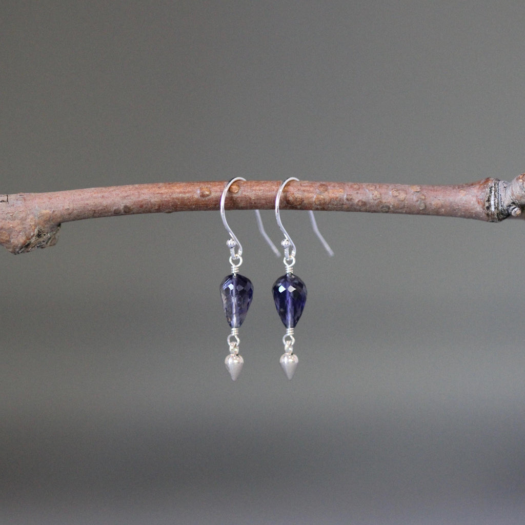 Iolite Teardrop Earrings with Bali Sterling Silver Accents