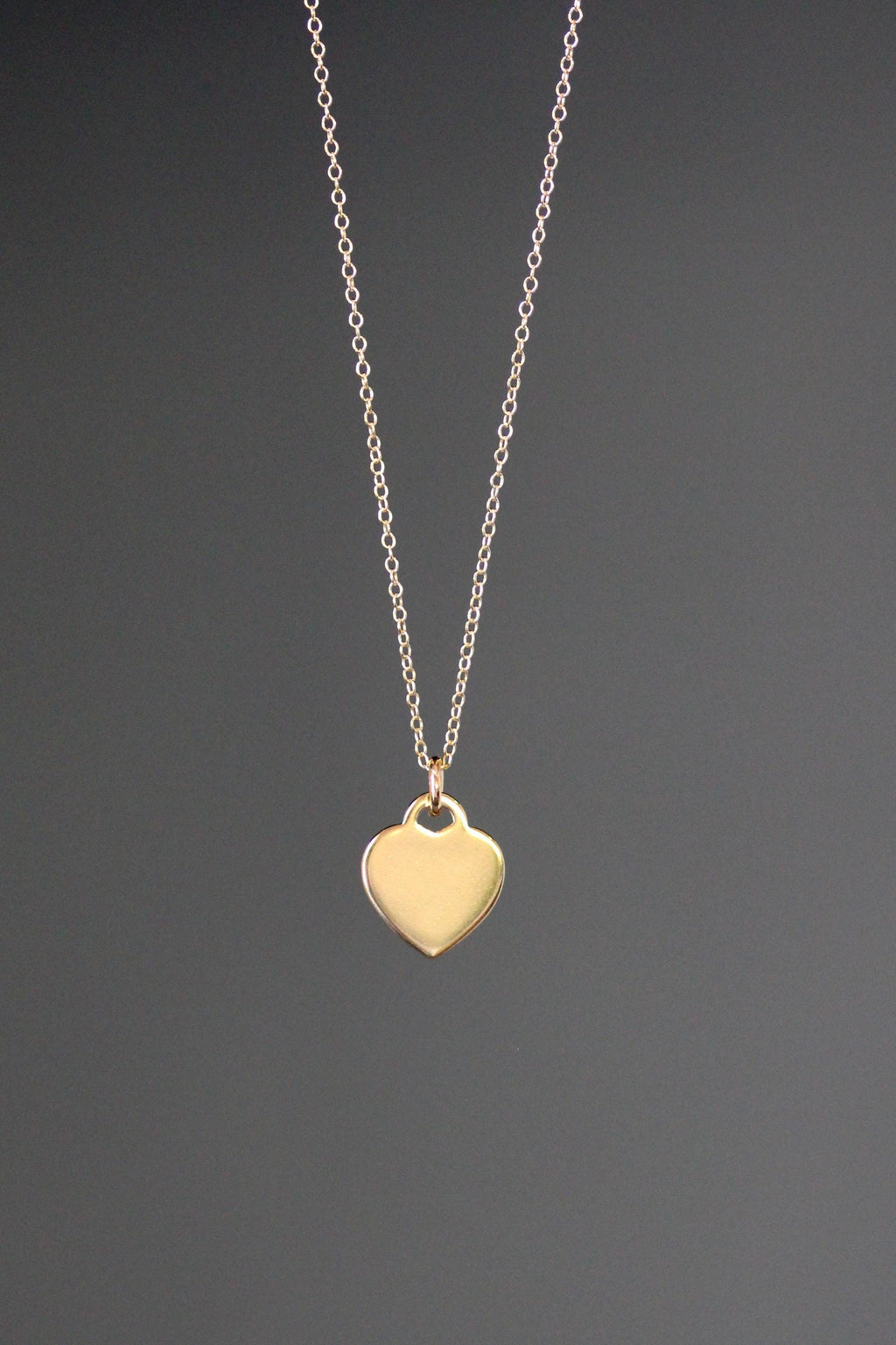 Gold Vermeil Heart Tag Pendant on Gold Filled Chain