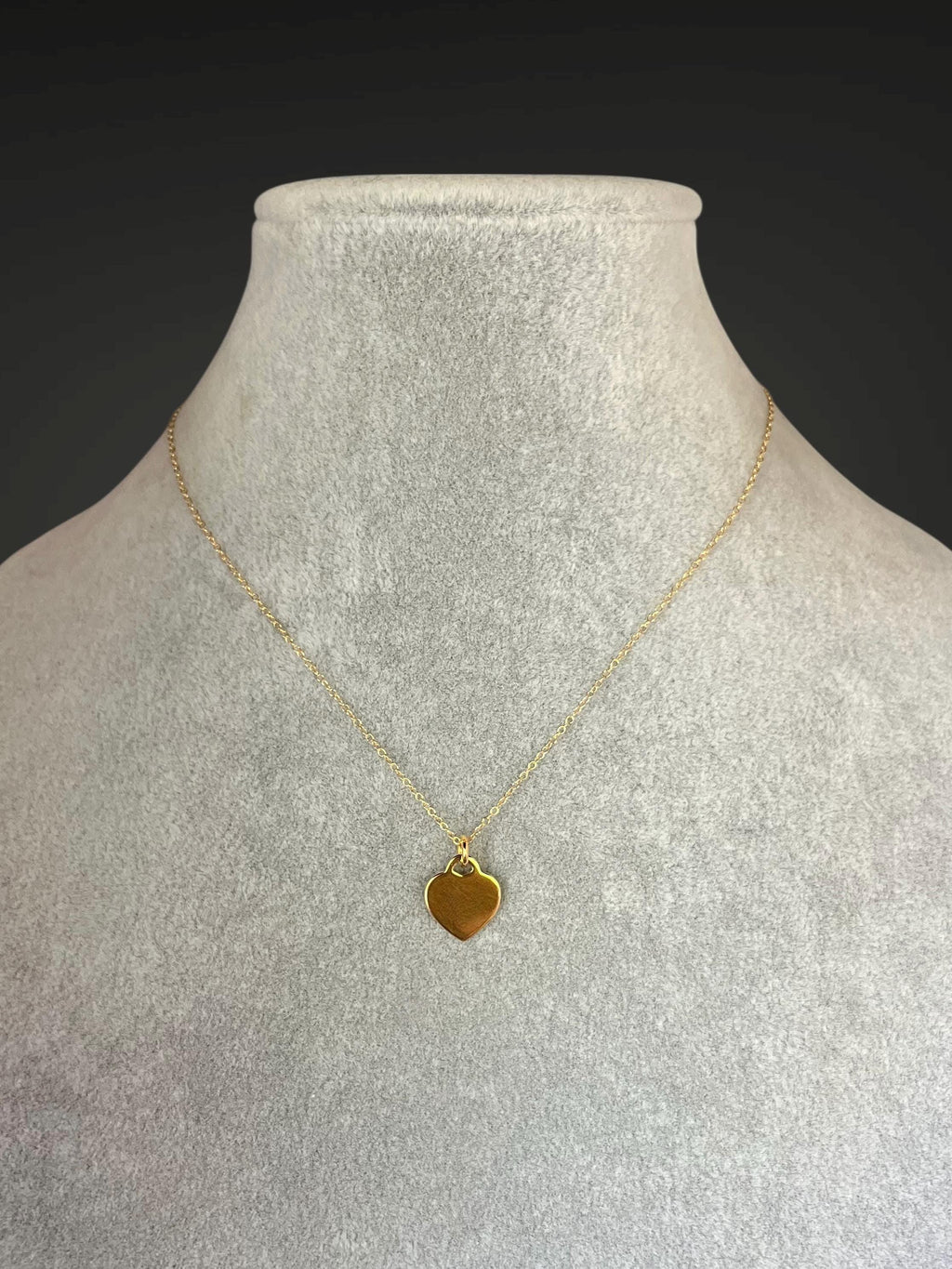 Gold Vermeil Heart Tag Pendant on Gold Filled Chain