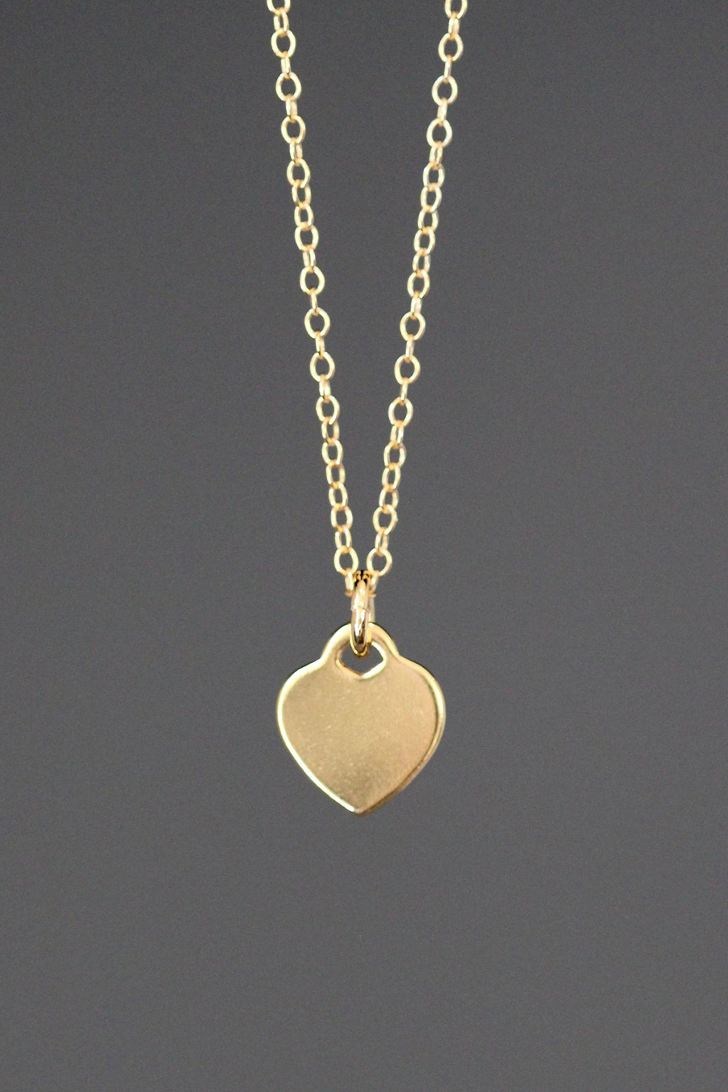 Gold Vermeil Heart Tag Pendant Necklace on Gold Filled Chain