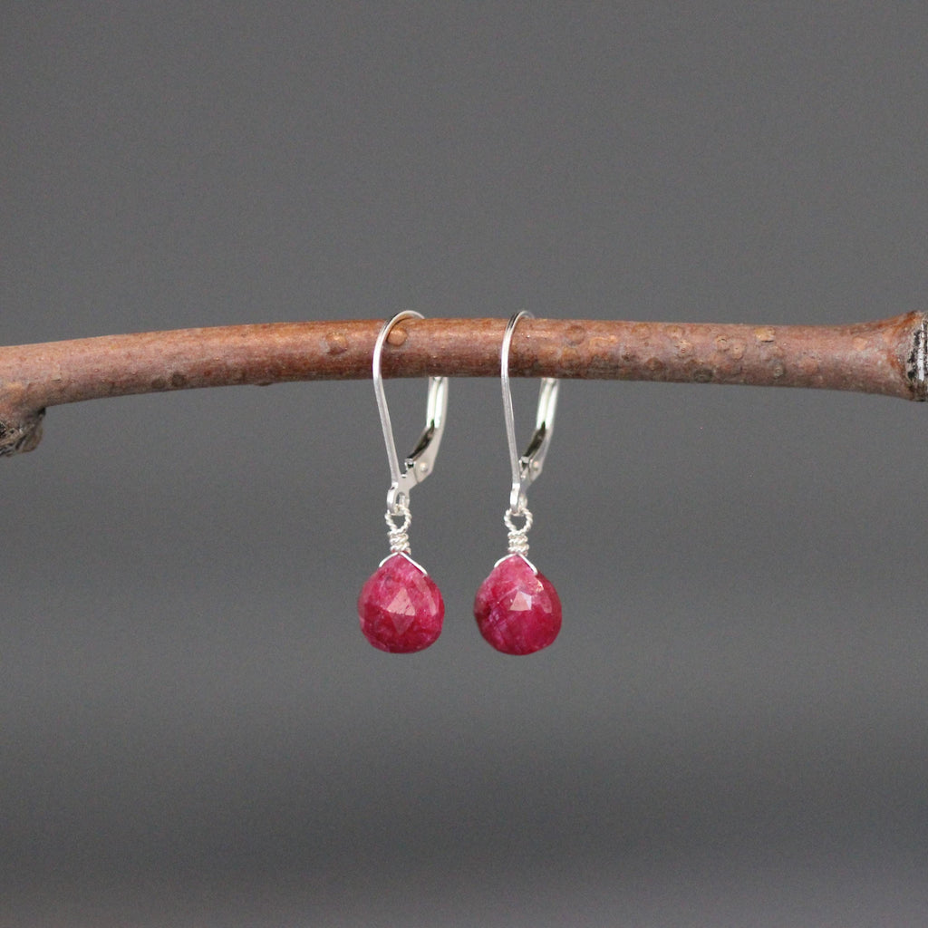 Red Ruby Teardrop Earrings
