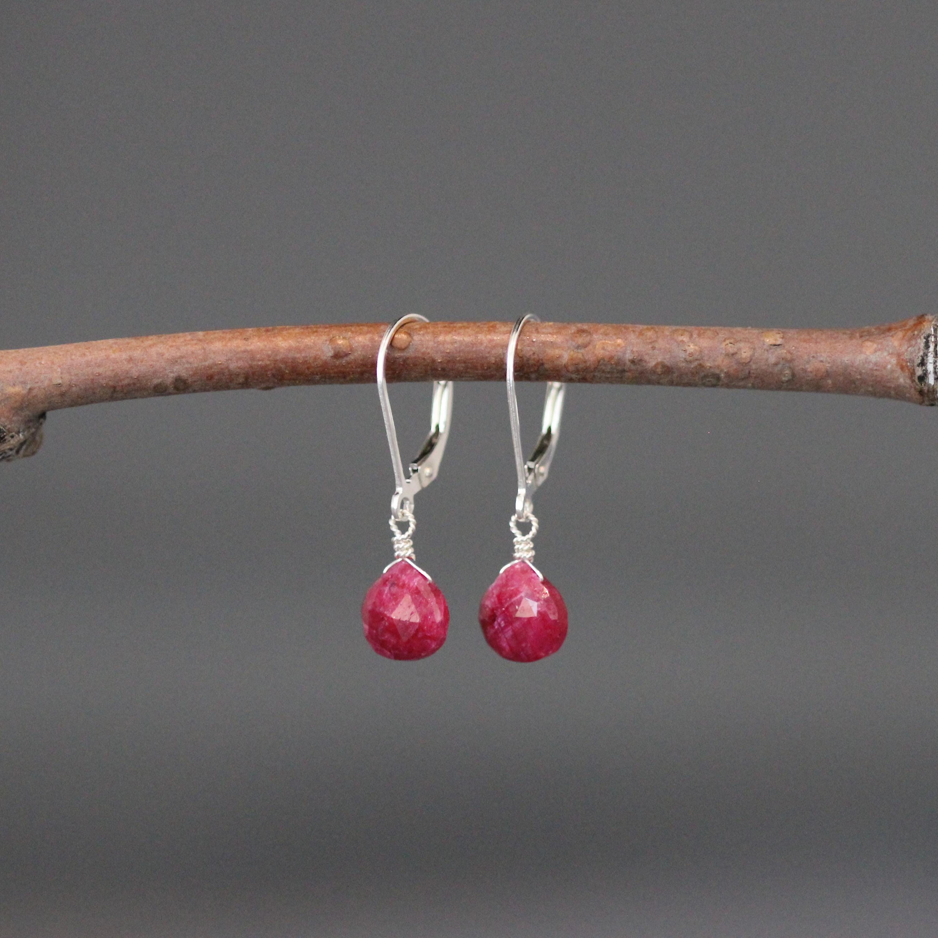 Red Ruby Teardrop Earrings