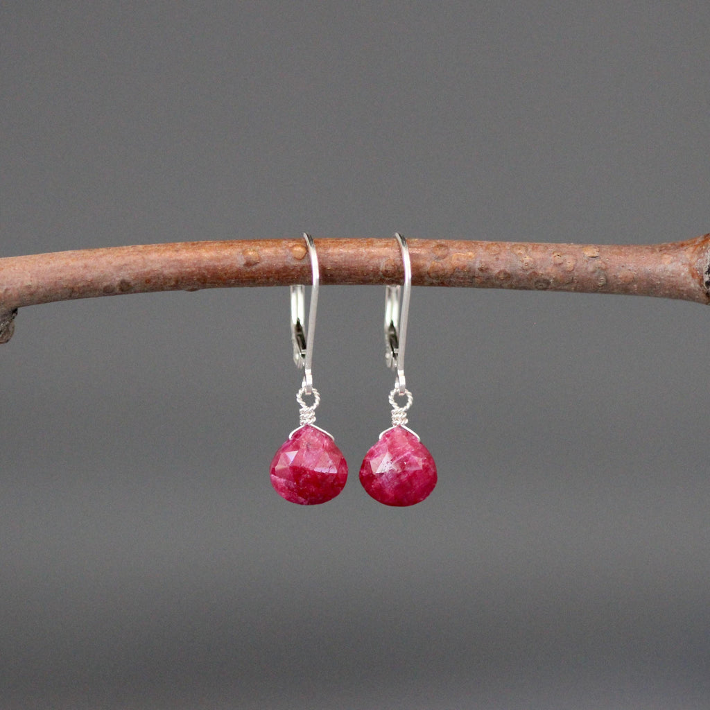 Red Ruby Teardrop Earrings