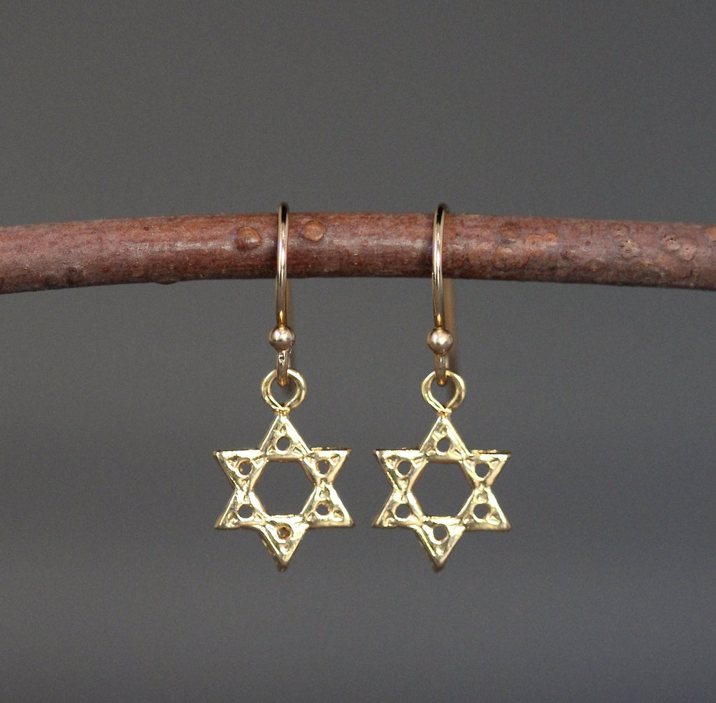 Gold Vermeil Star of David Dangle Earrings