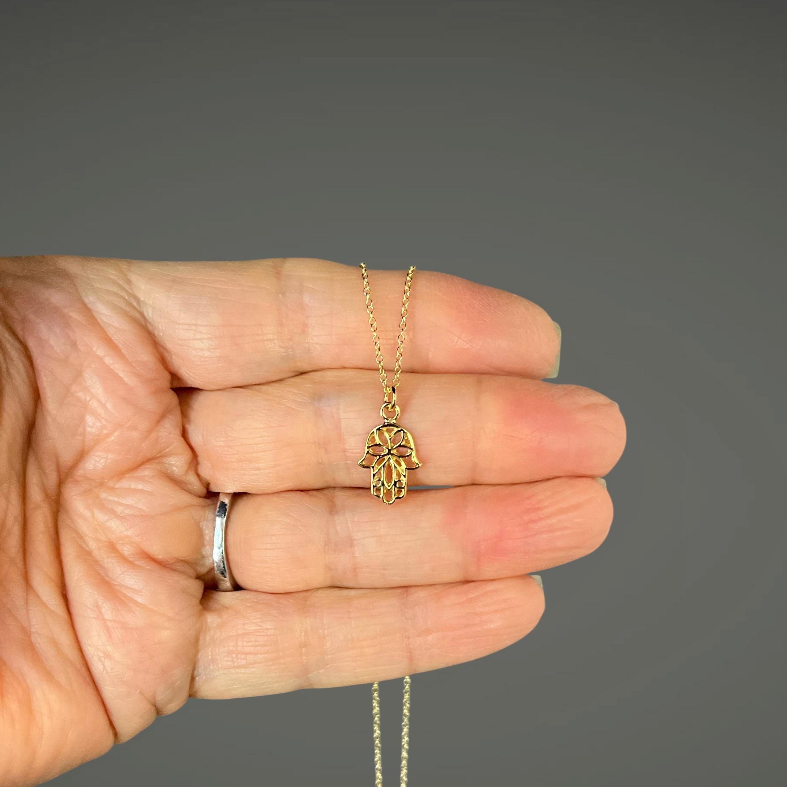 Gold Vermeil Filigree Hamsa Hand Pendant Necklace I