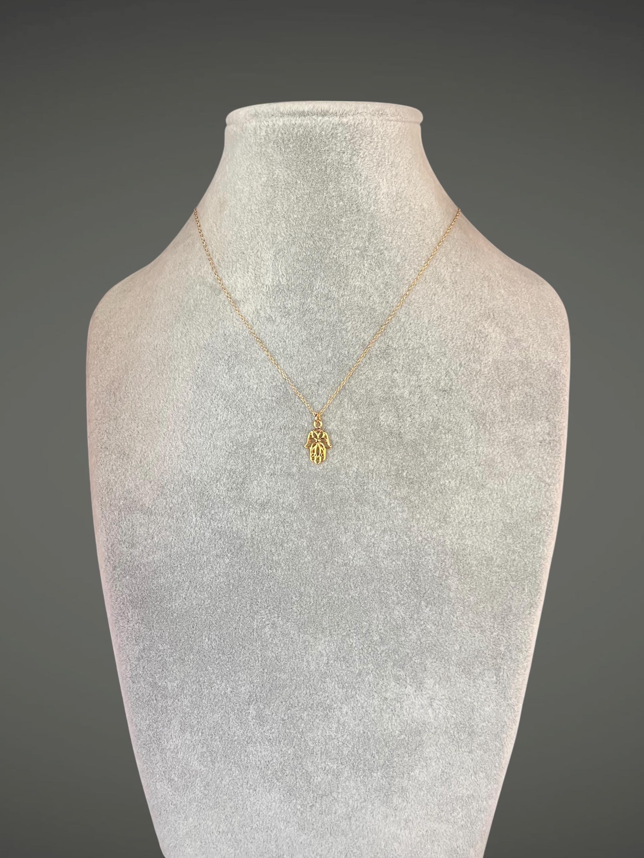 Gold Vermeil Filigree Hamsa Hand Pendant Necklace I