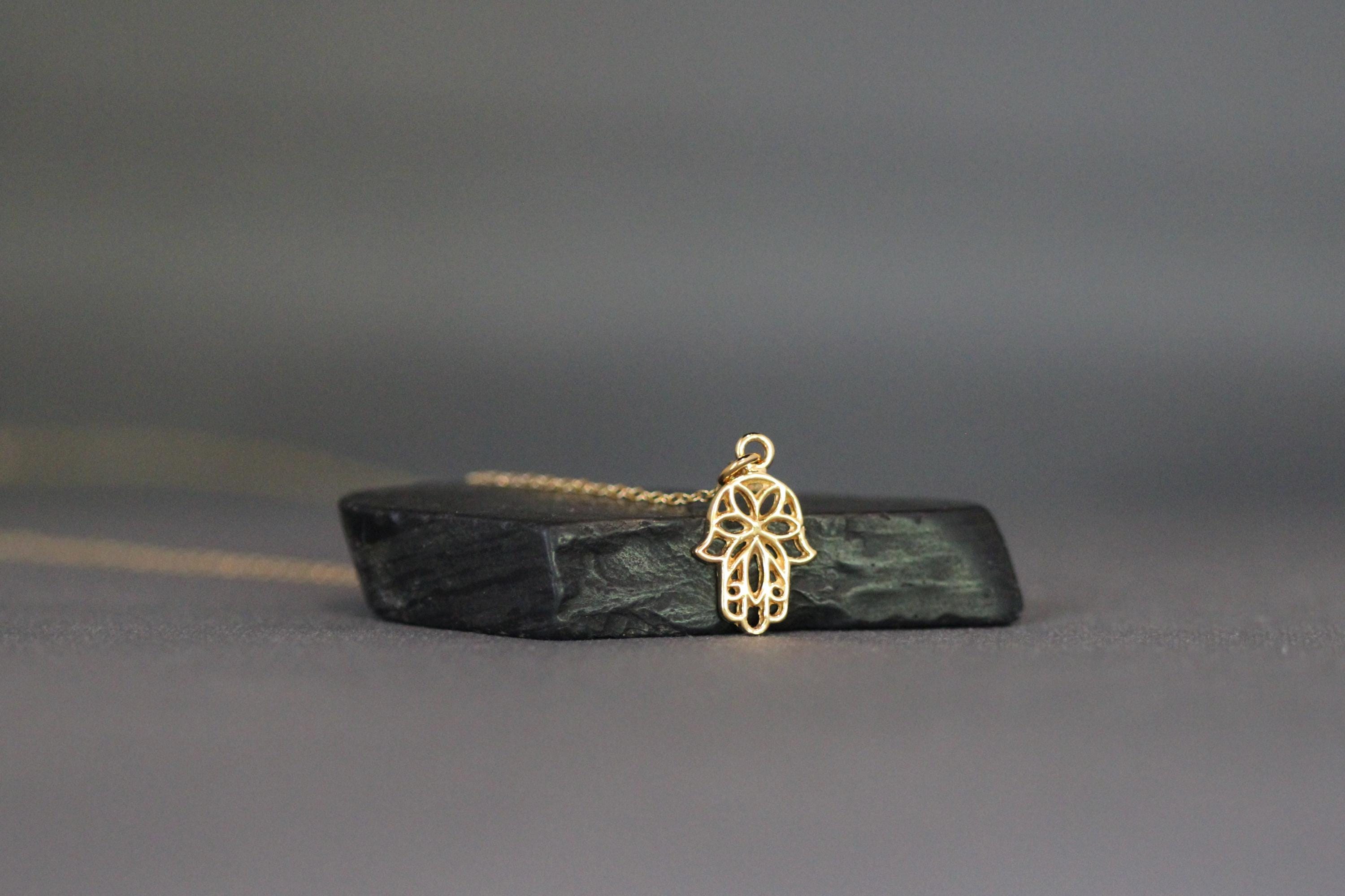 Gold Vermeil Filigree Hamsa Hand Pendant Necklace I