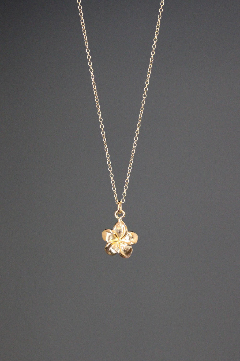 Gold Vermeil Plumeria Flower Charm Pendant Necklace