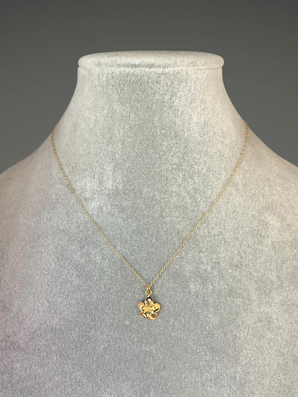 Gold Vermeil Plumeria Flower Charm Pendant Necklace