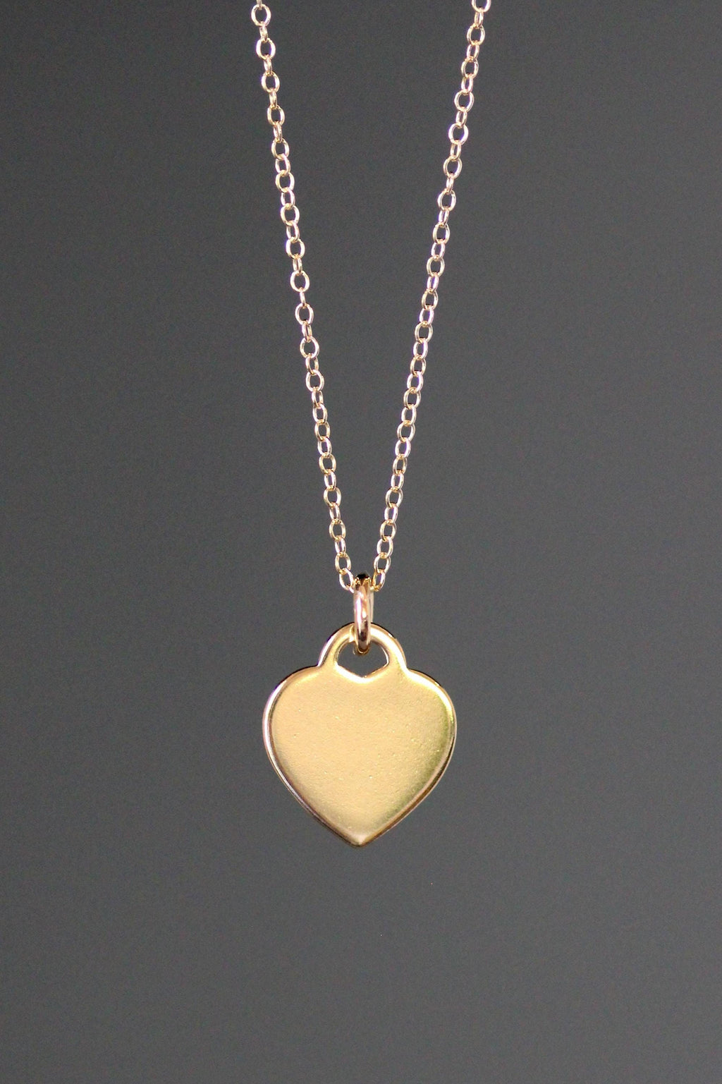 Gold Vermeil Heart Tag Pendant on Gold Filled Chain