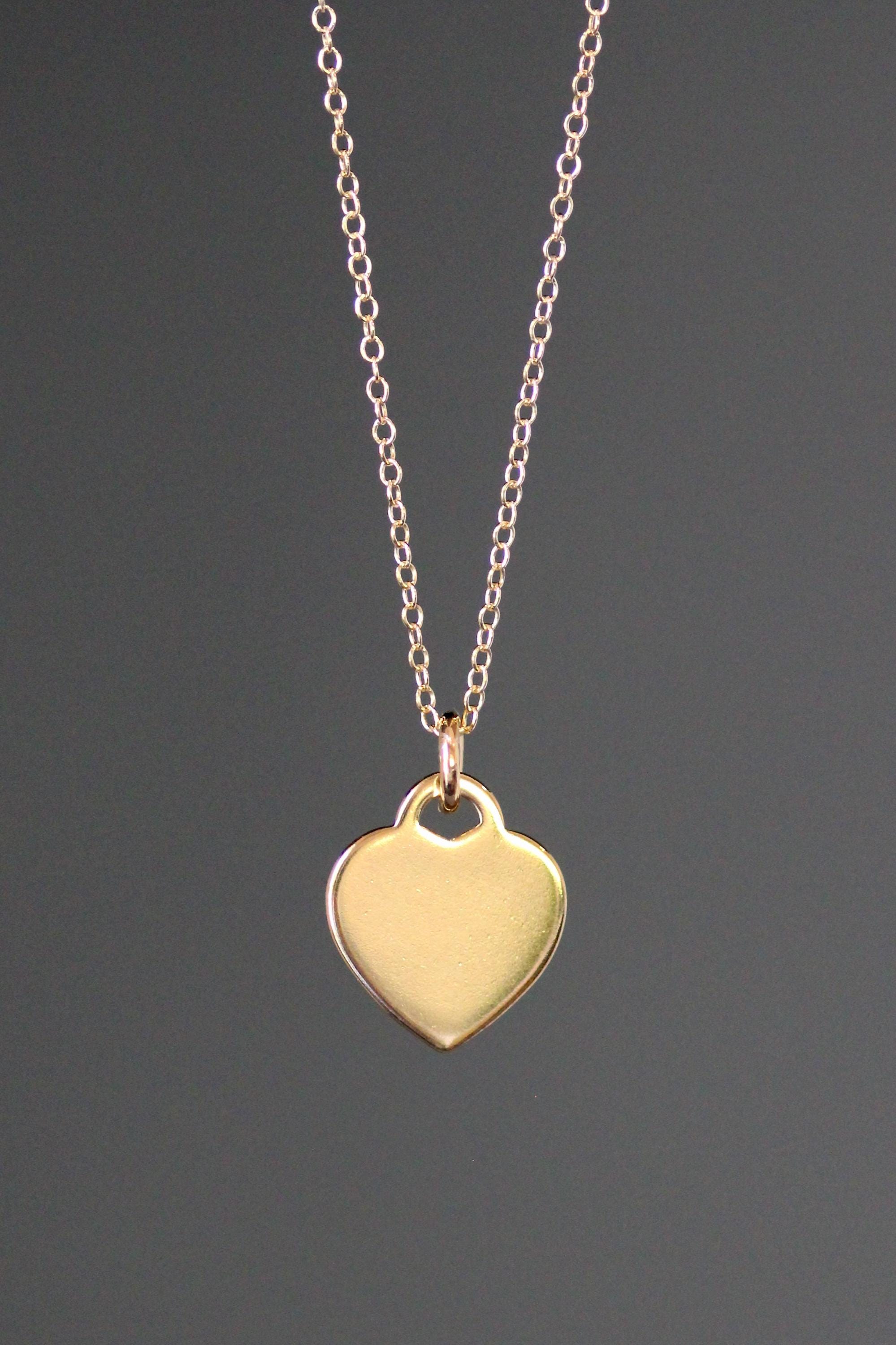 Gold Vermeil Heart Tag Pendant on Gold Filled Chain