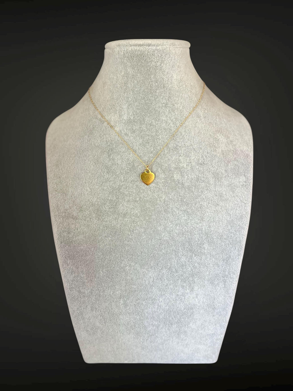 Gold Vermeil Heart Tag Pendant on Gold Filled Chain