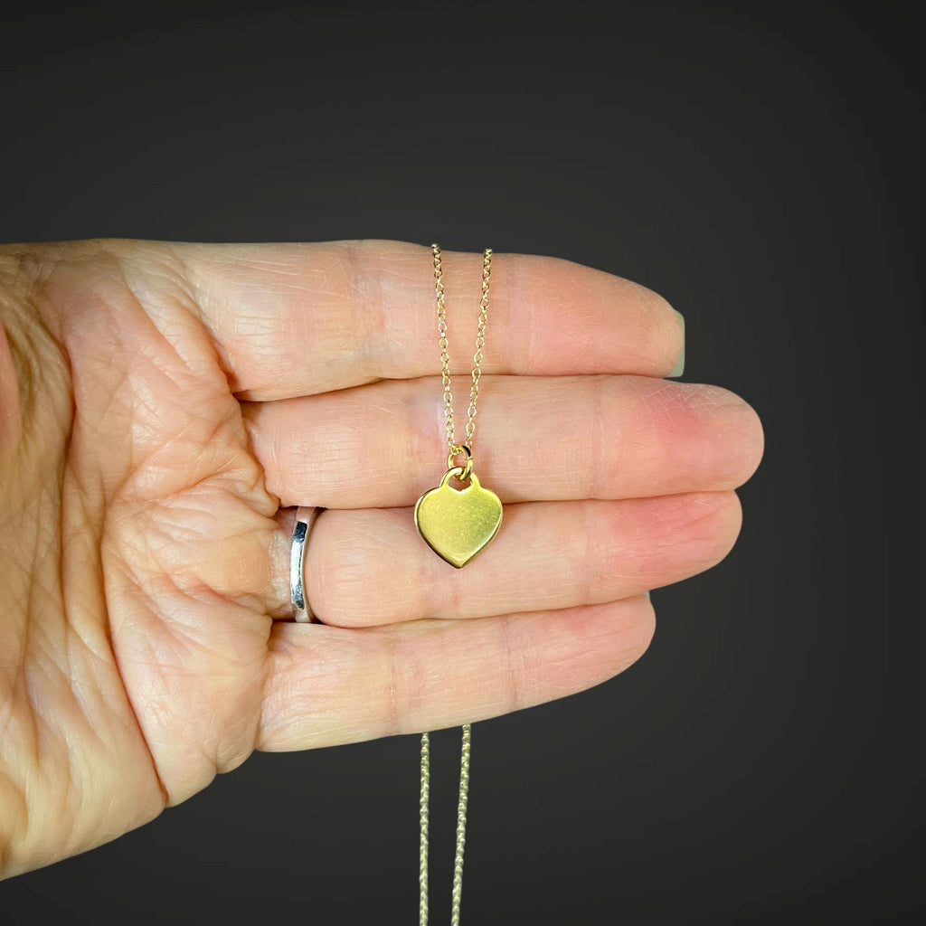 Gold Vermeil Heart Tag Pendant on Gold Filled Chain