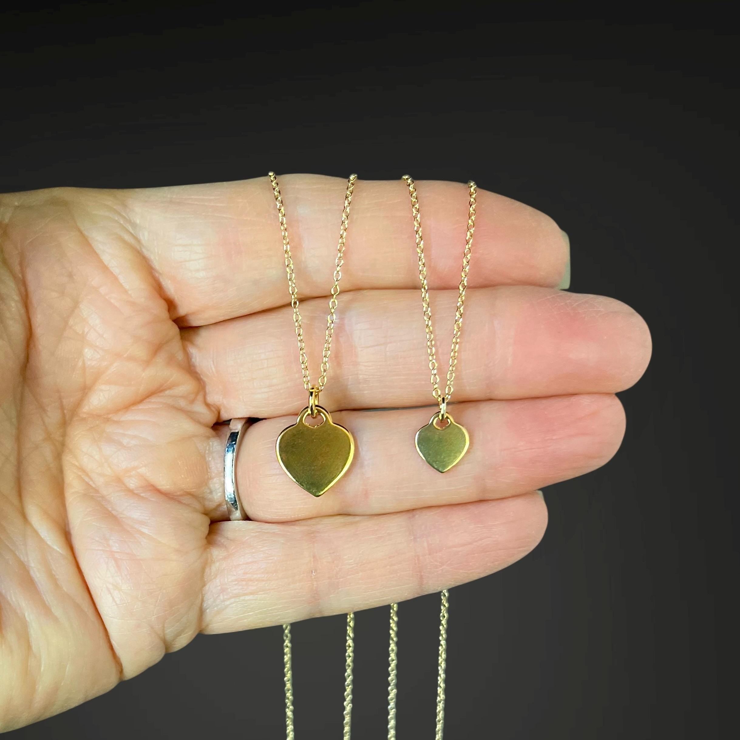 Gold Vermeil Heart Tag Pendant Necklace on Gold Filled Chain