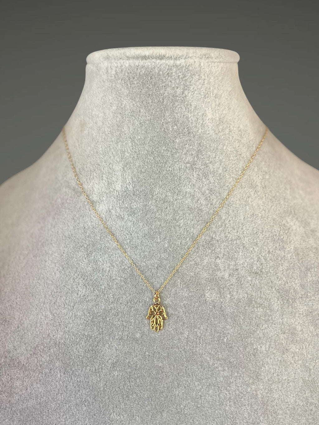 Gold Vermeil Filigree Hamsa Hand Pendant Necklace I