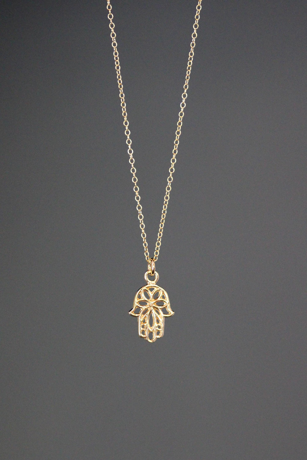 Gold Vermeil Filigree Hamsa Hand Pendant Necklace I