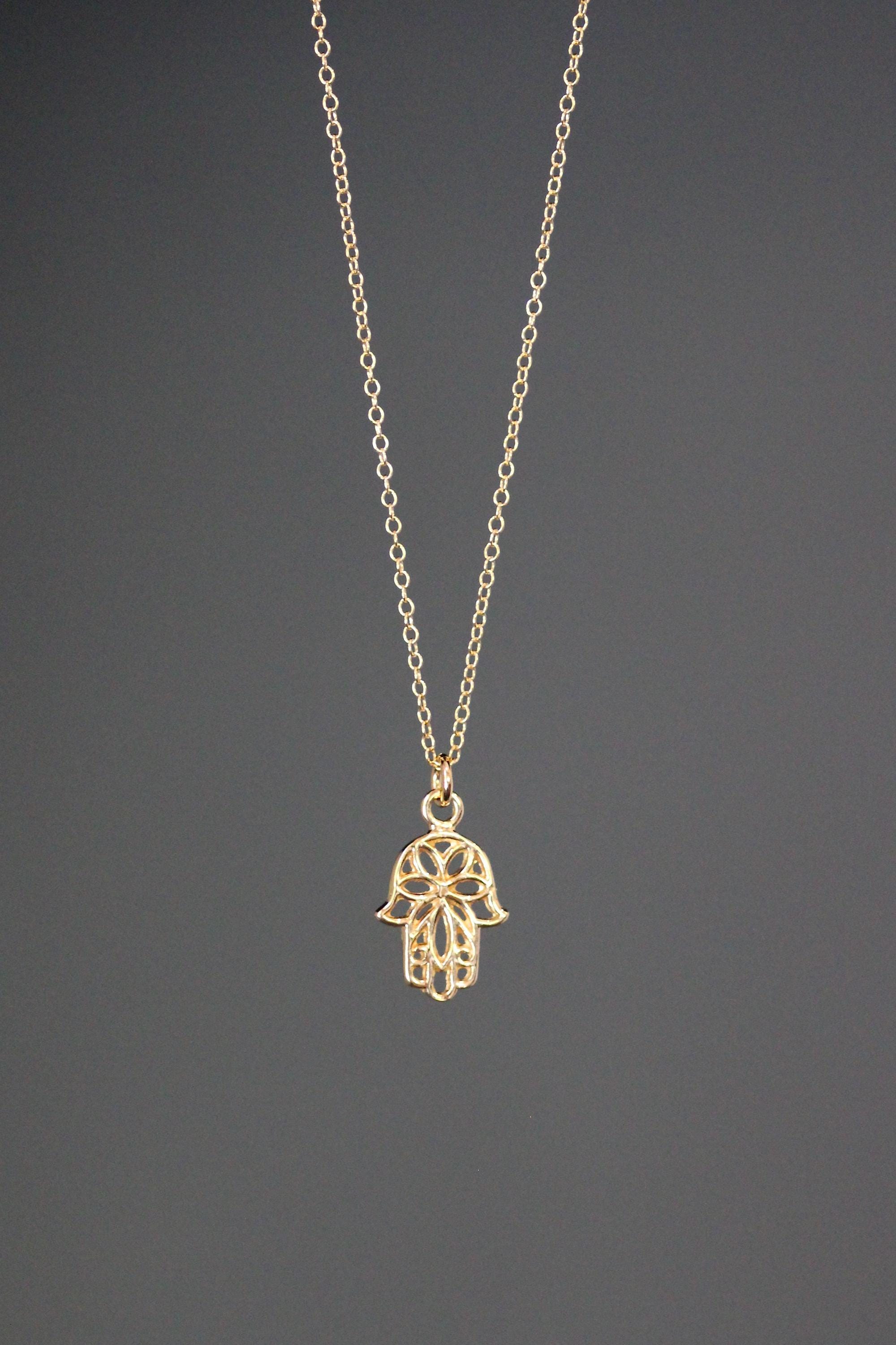 Gold Vermeil Filigree Hamsa Hand Pendant Necklace I