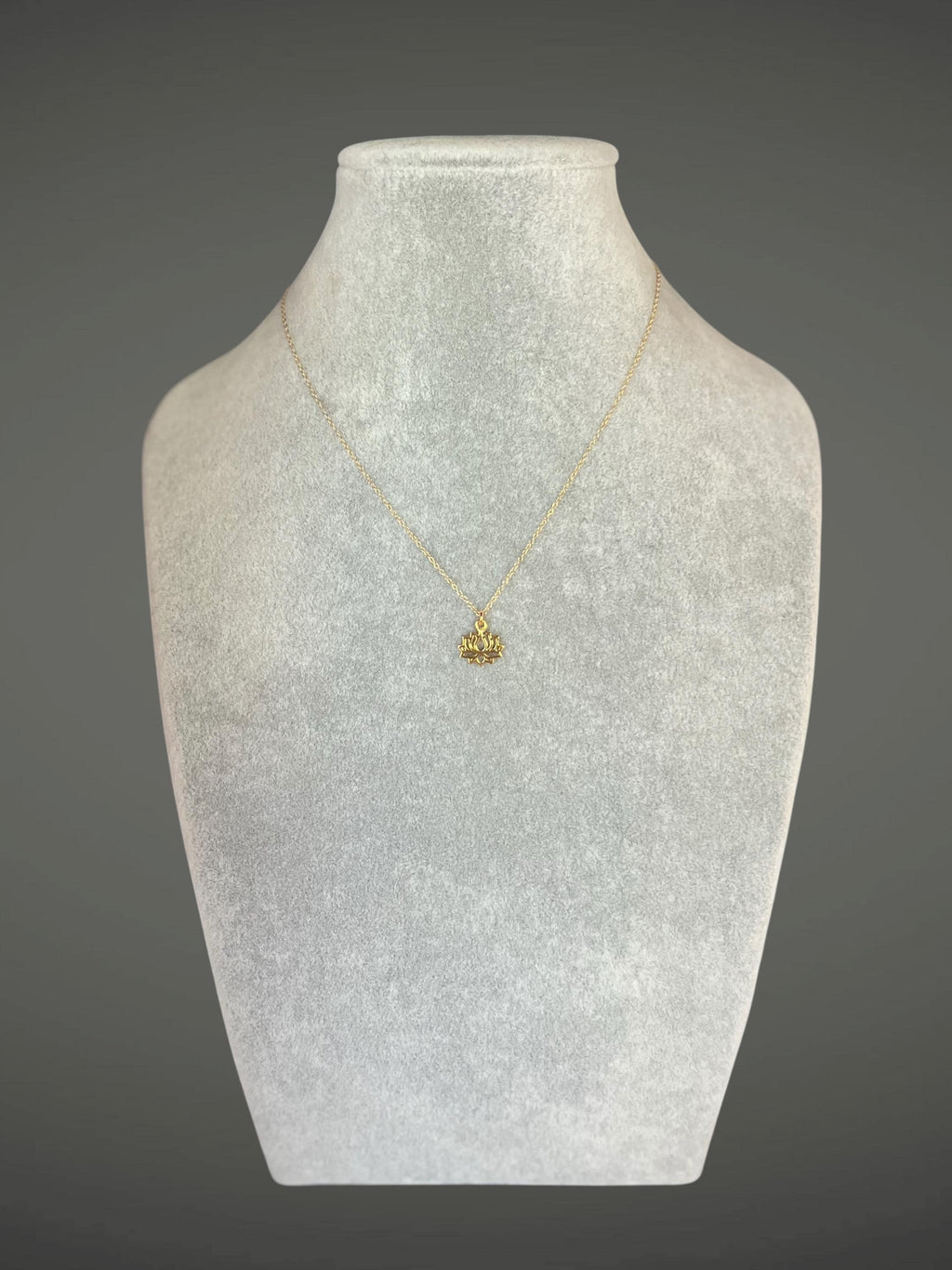 Gold Vermeil Lotus Flower Pendant Necklace on a Gold Filled Chain