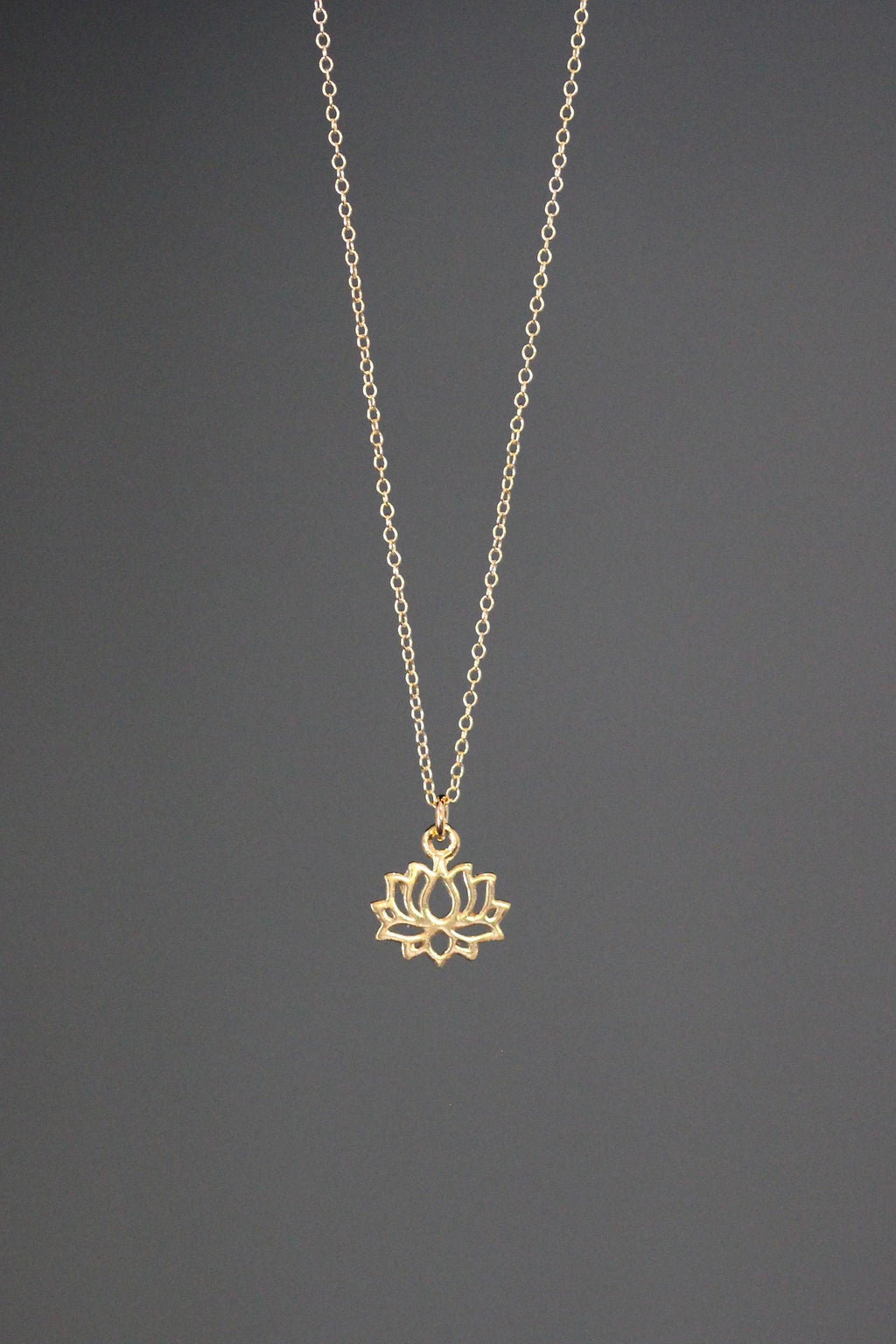 Gold Vermeil Lotus Flower Pendant Necklace on a Gold Filled Chain