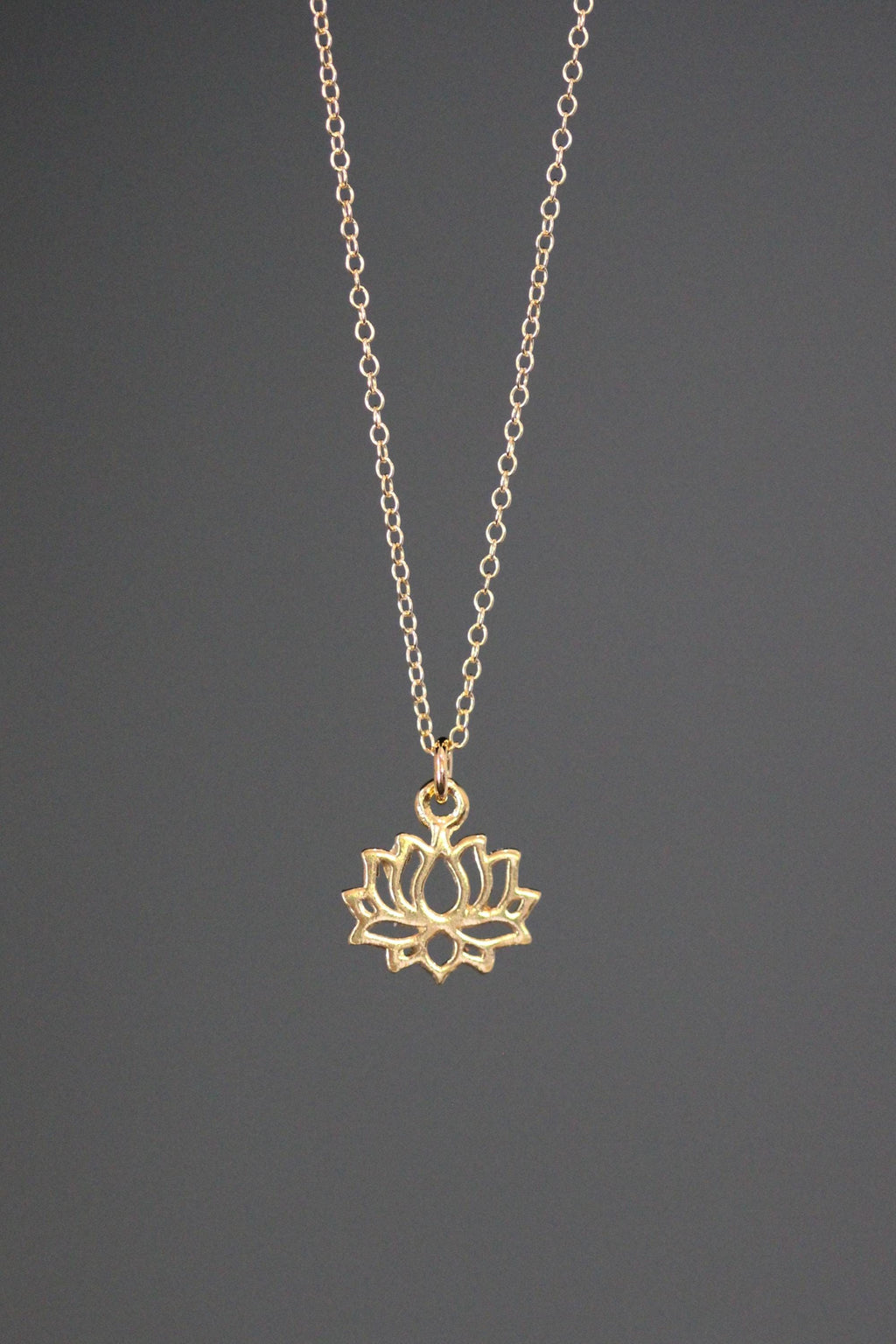 Gold Vermeil Lotus Flower Pendant Necklace on a Gold Filled Chain