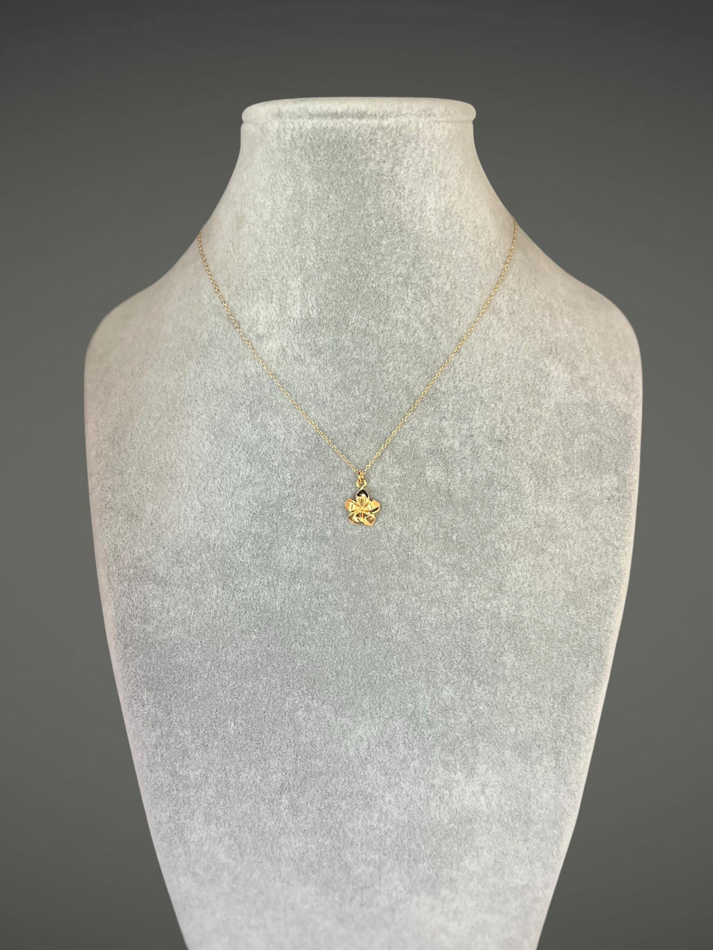 Gold Vermeil Plumeria Flower Charm Pendant Necklace