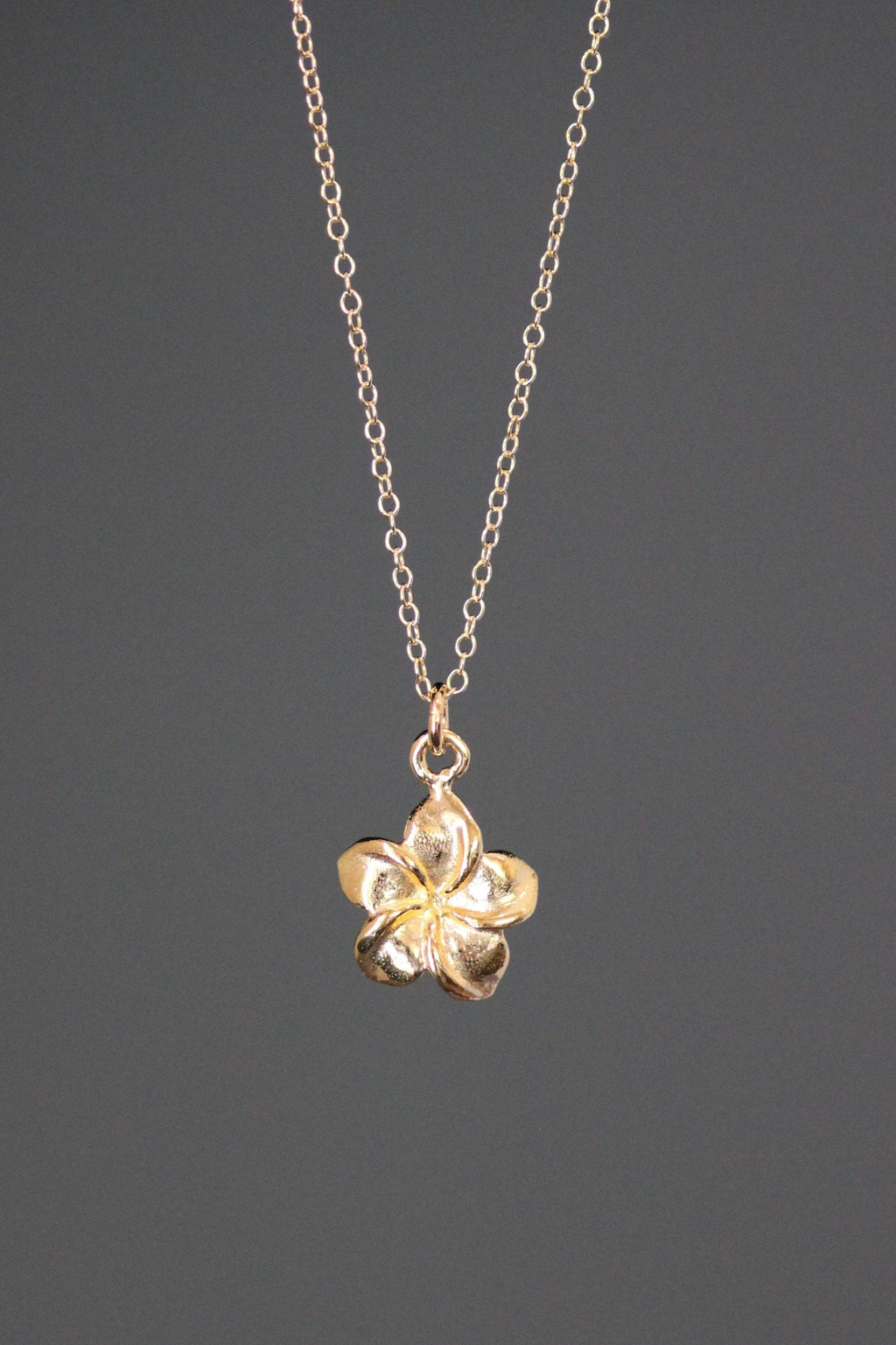 Gold Vermeil Plumeria Flower Charm Pendant Necklace