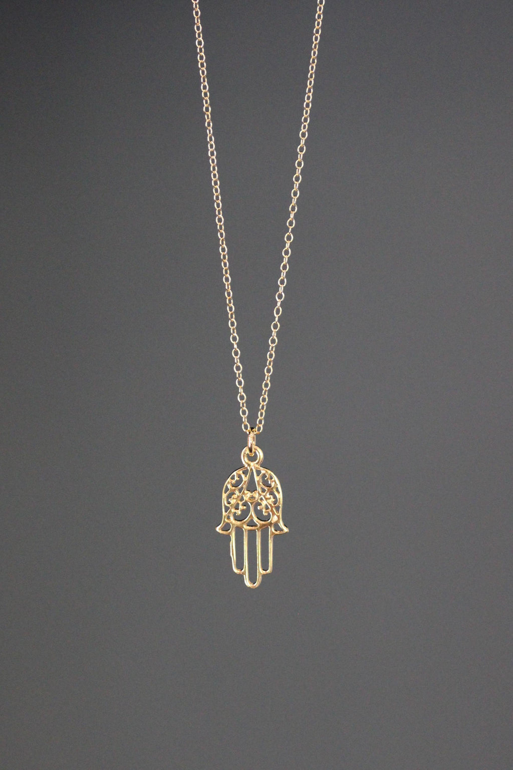 Small Gold Vermeil Filigree Hamsa Hand Pendant Necklace