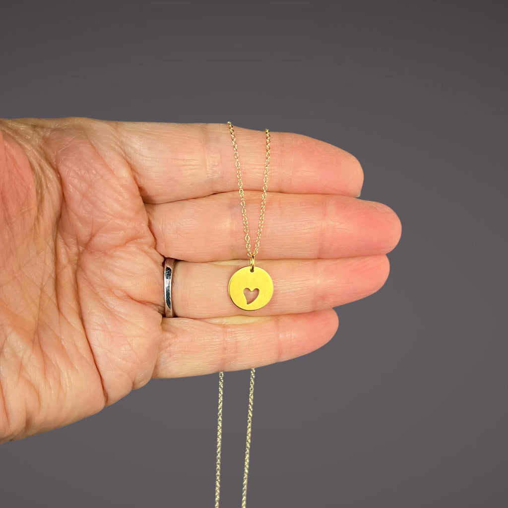Cut-Out Heart Charm Necklace in Gold Vermeil on a Gold Filled Chain