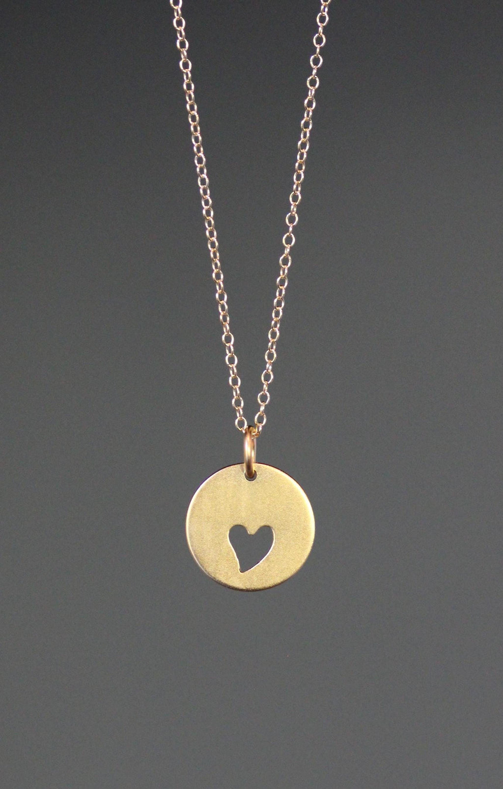 Cut-Out Heart Charm Necklace in Gold Vermeil on a Gold Filled Chain
