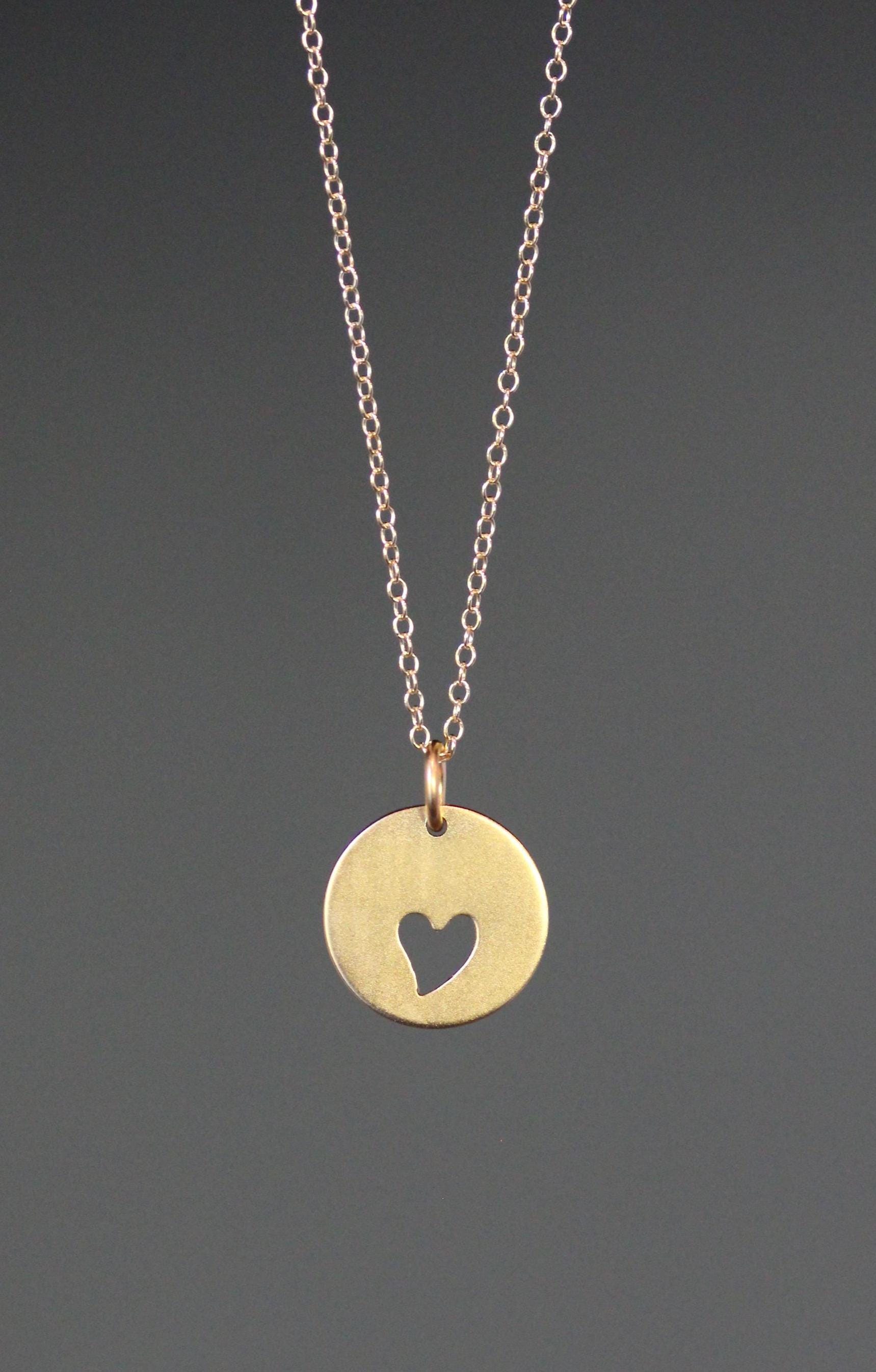 Cut-Out Heart Charm Necklace in Gold Vermeil on a Gold Filled Chain