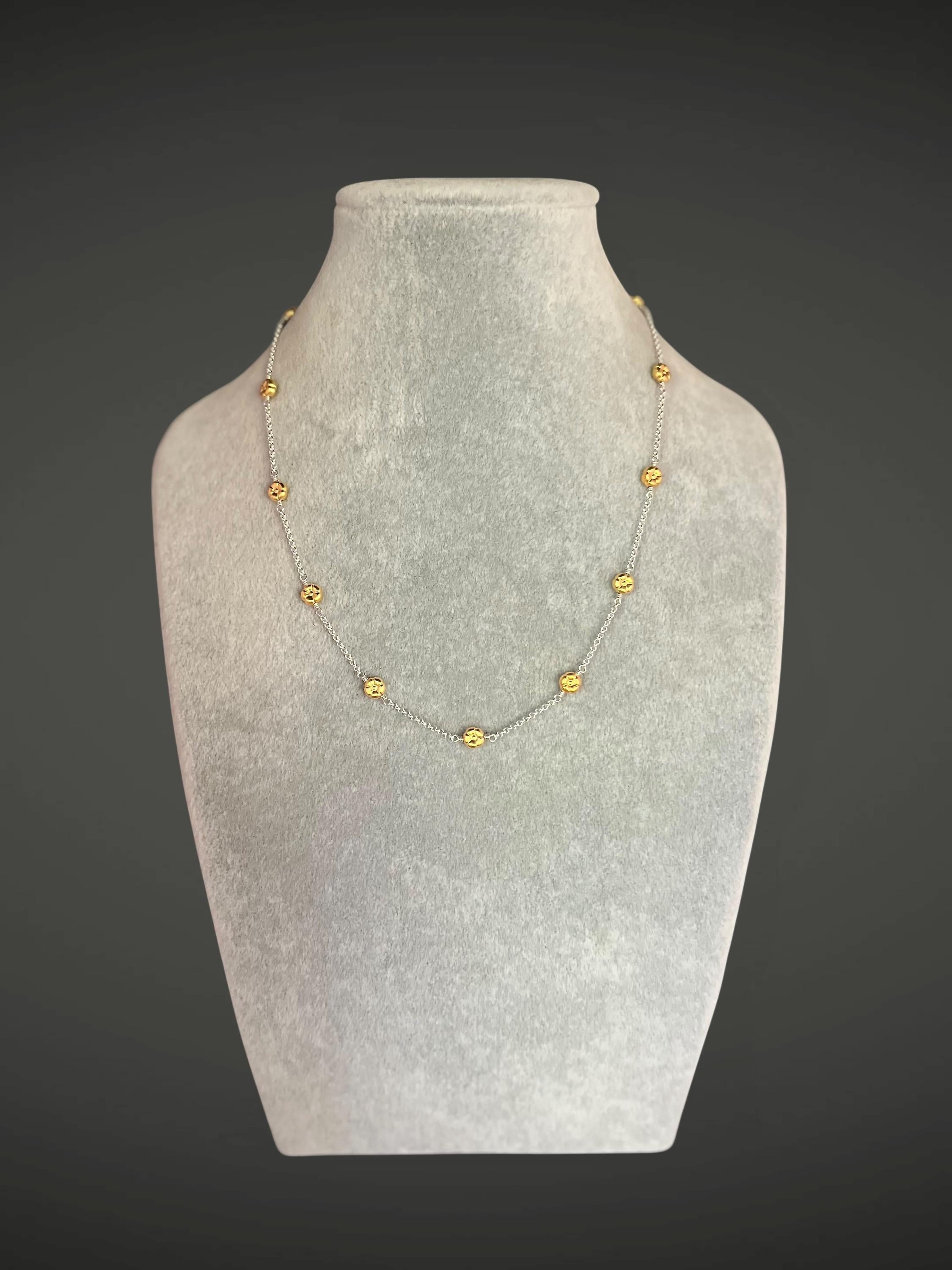 Wire Wrapped Gold Vermeil Flower Bead Necklace Set