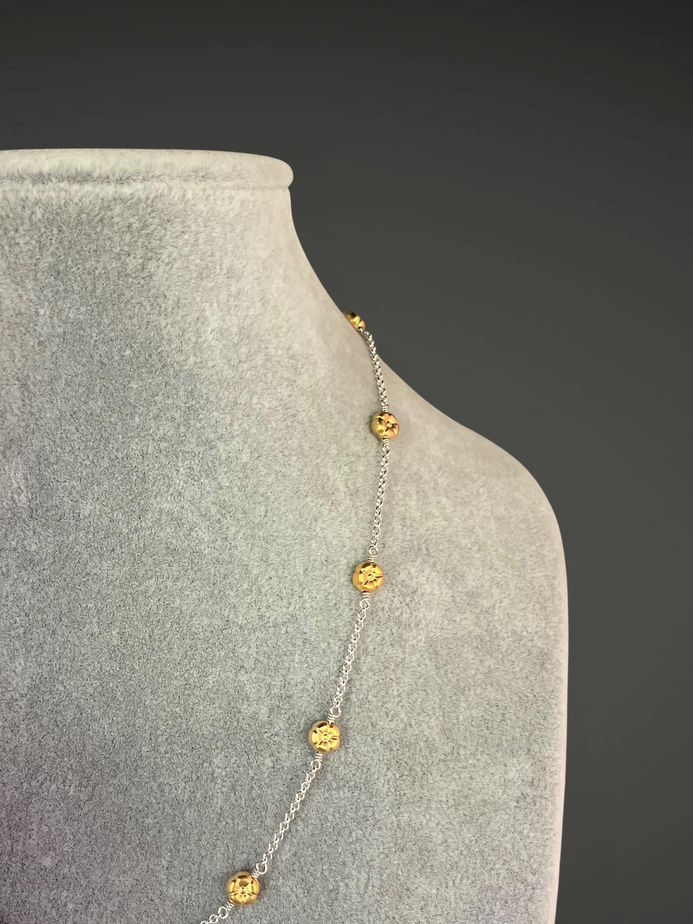 Wire Wrapped Gold Vermeil Flower Bead Necklace Set