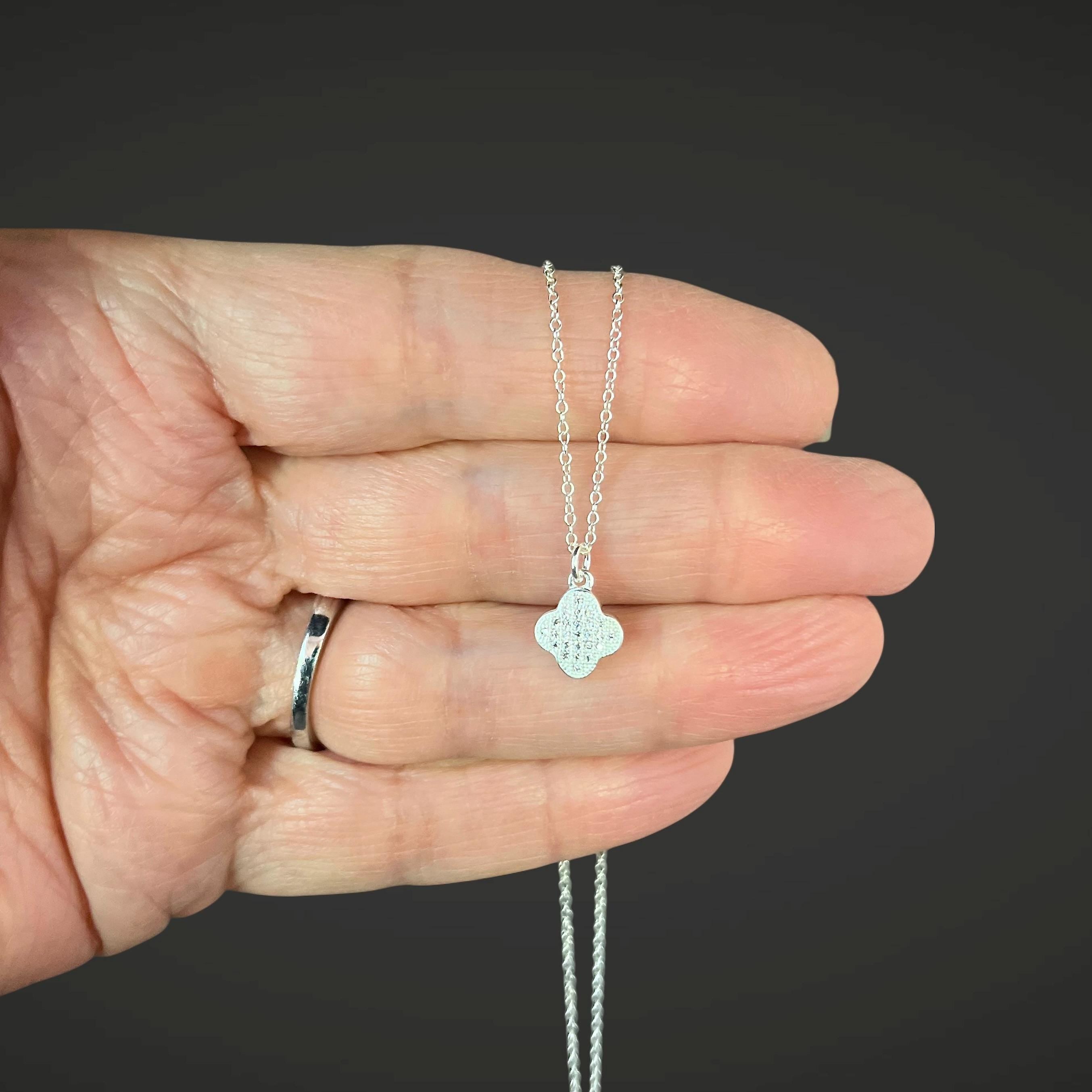 Sterling Silver Pave Cubic Zirconia Clover Pendant Necklace