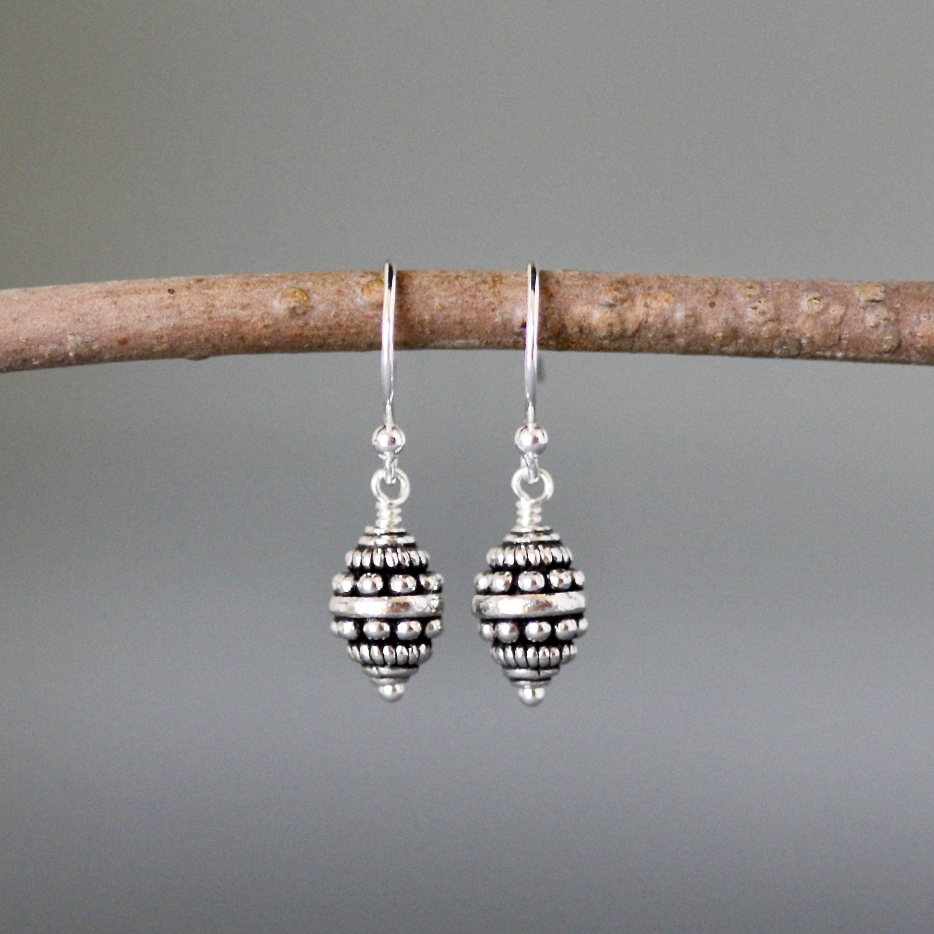 Bali Bead Earrings - Small Silver Earrings